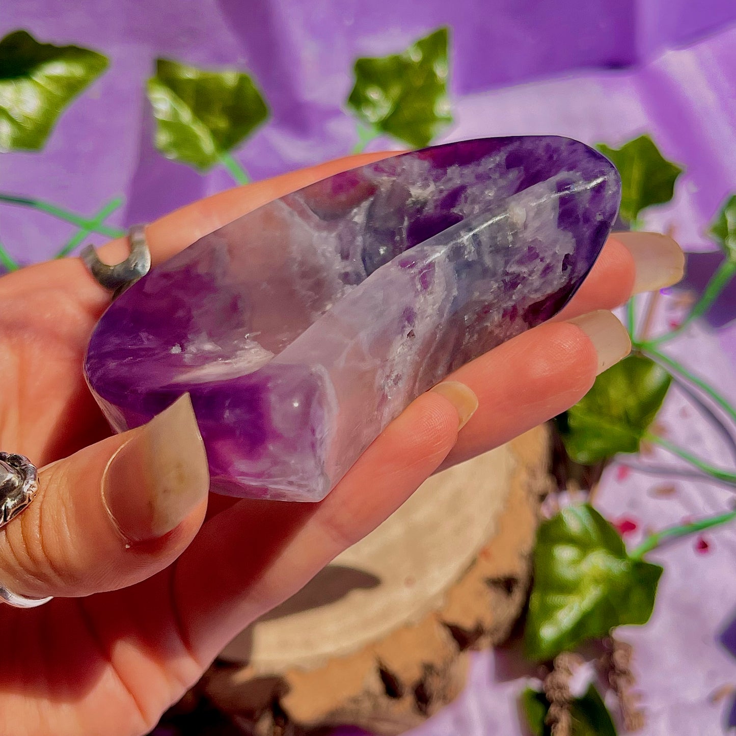 rainbow fluorite moon bowl B