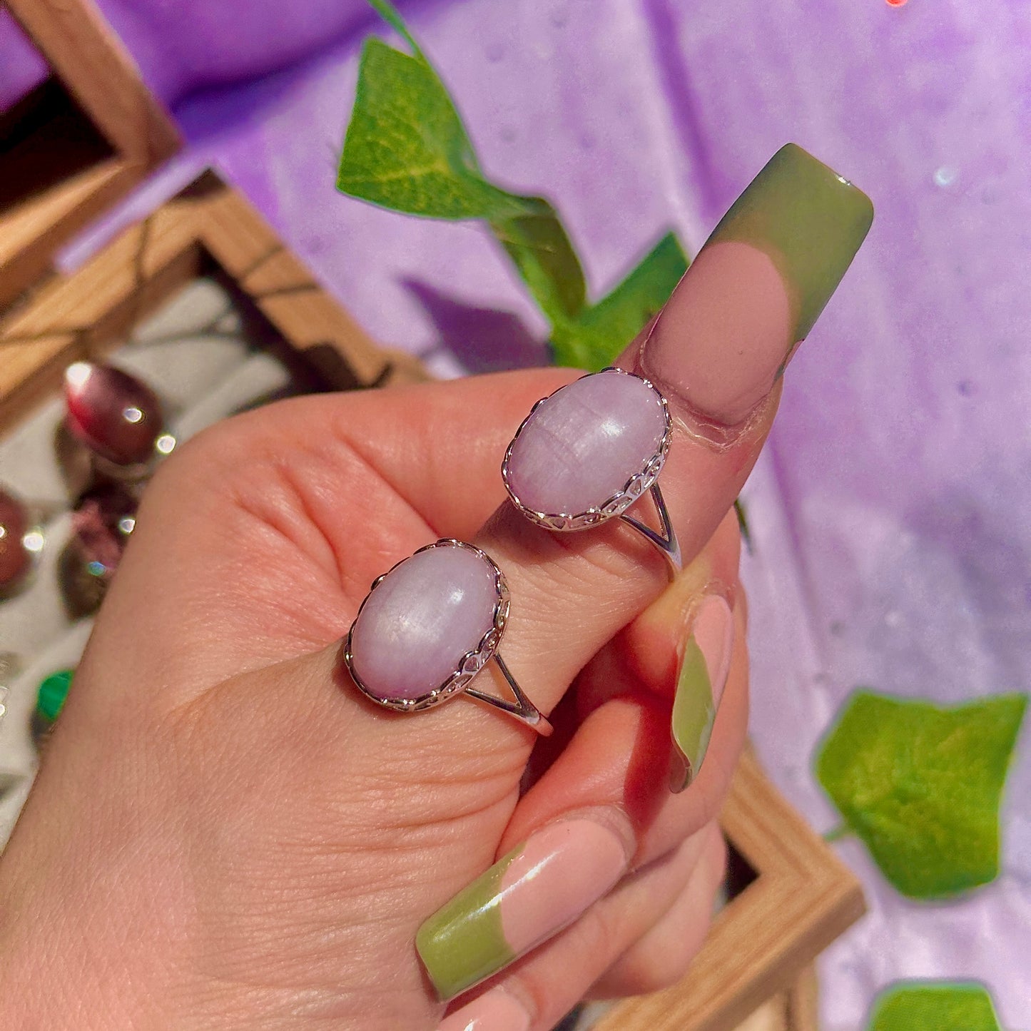kunzite 925 sterling silver adjustable ring