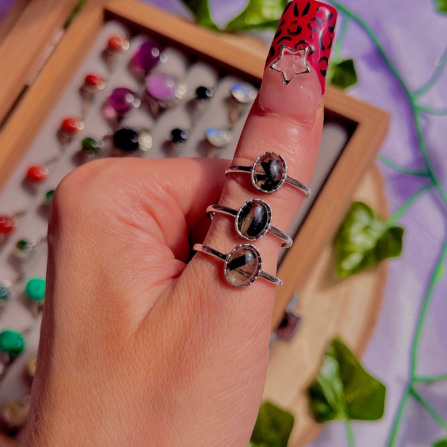 green rutile quartz ~ 925 sterling silver adjustable rings / choose your own