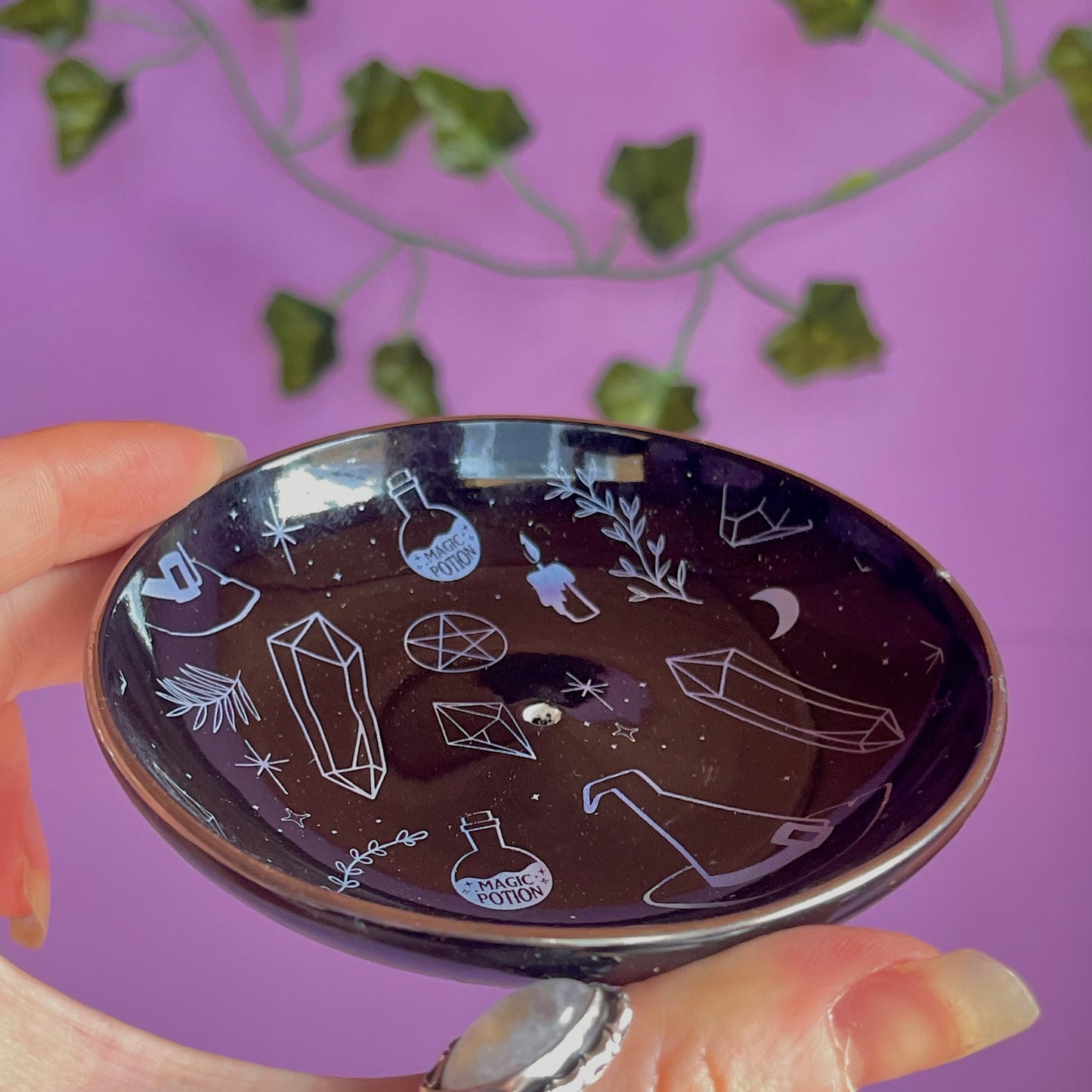 crystal witch incense holder
