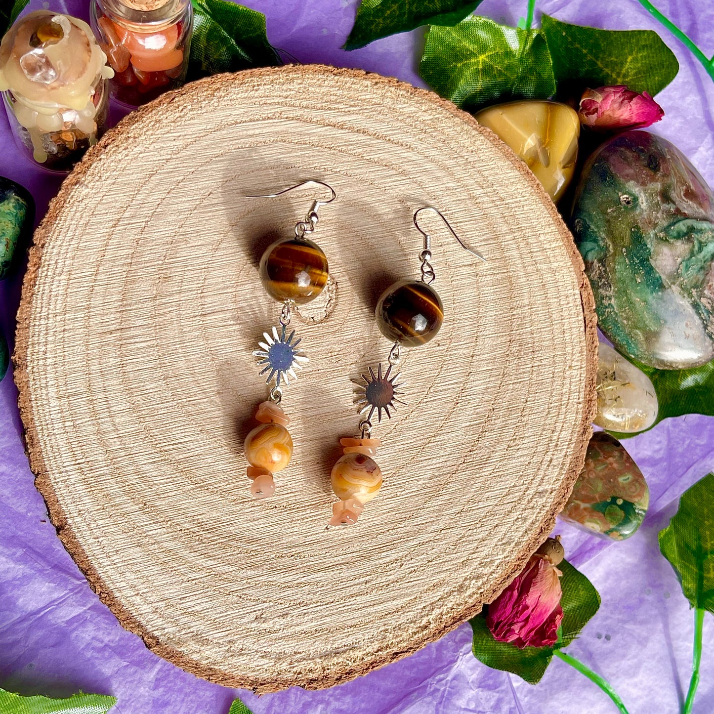 sun earrings on 925 hooks