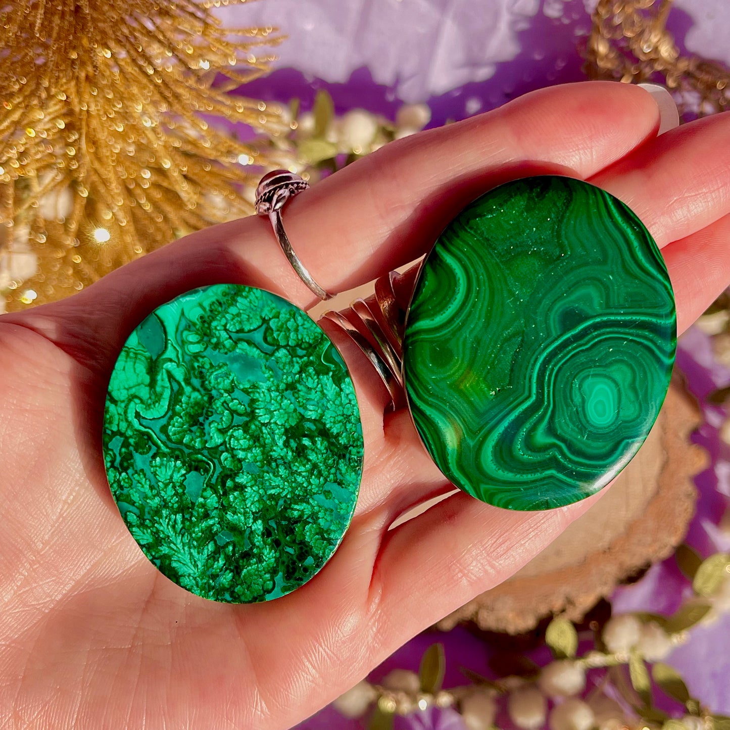 malachite palm stone ~ intuitively chosen