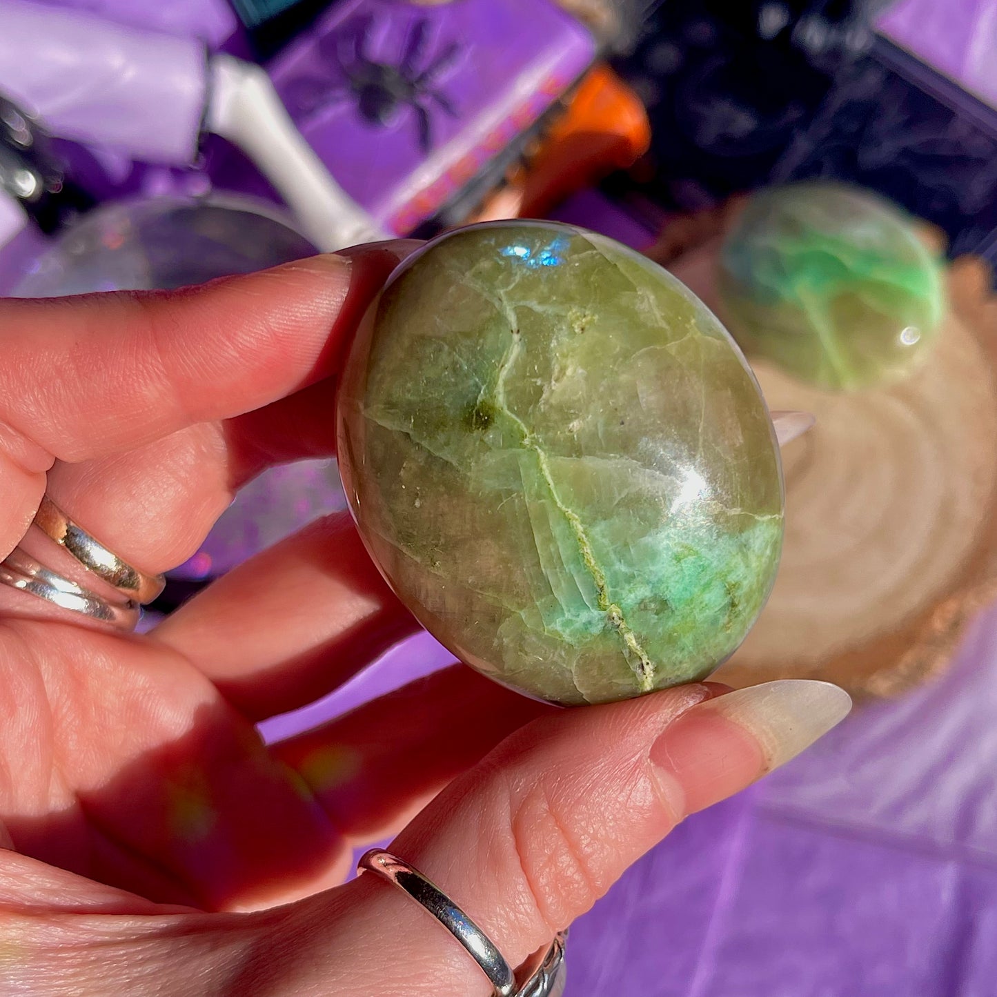 garnierite green moonstone palm stones ~ intuitively chosen