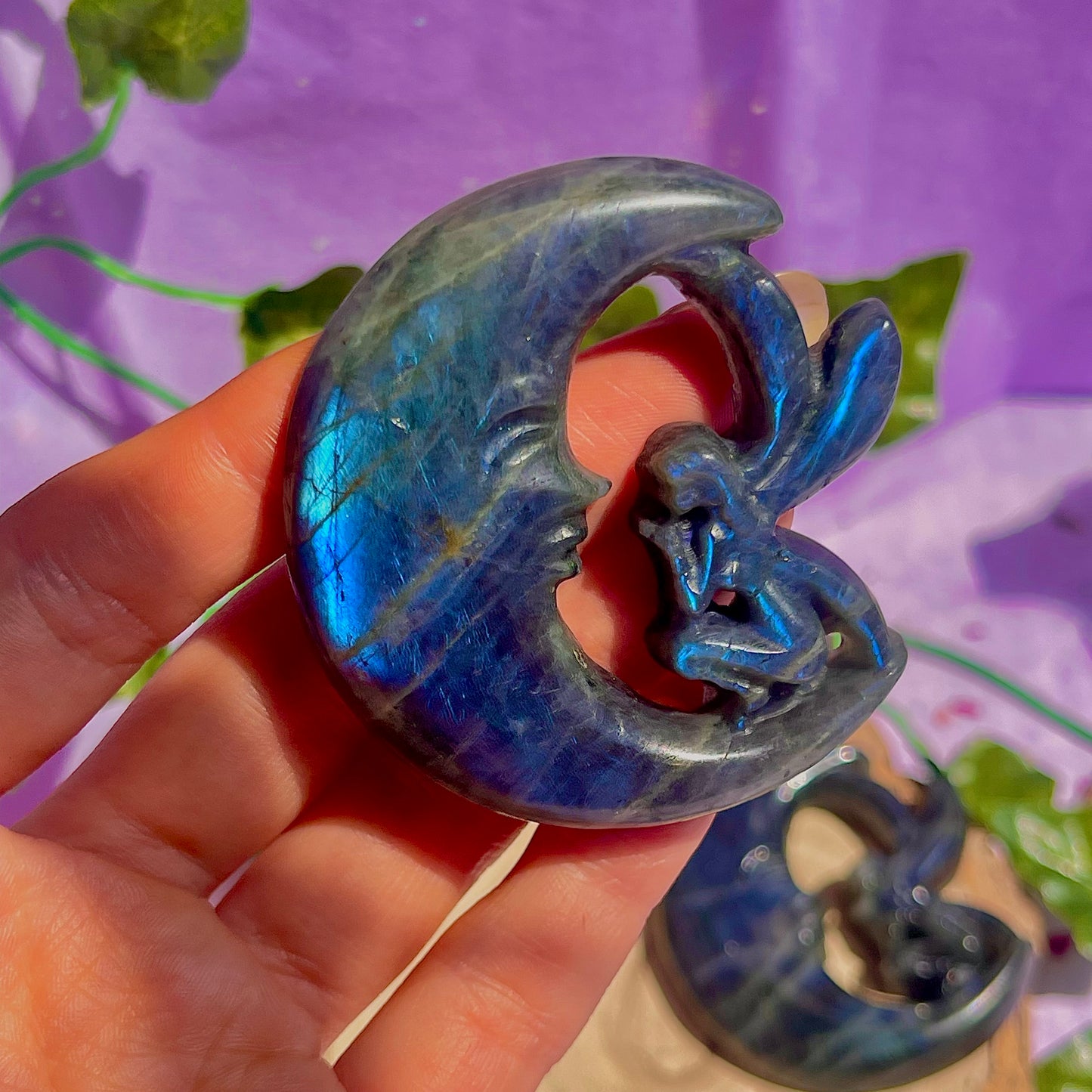 labradorite moon & fairy carvings
