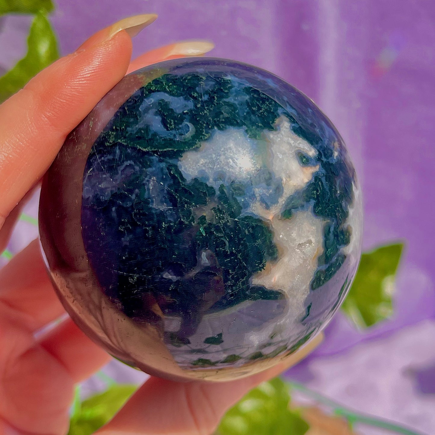 moss agate sphere
