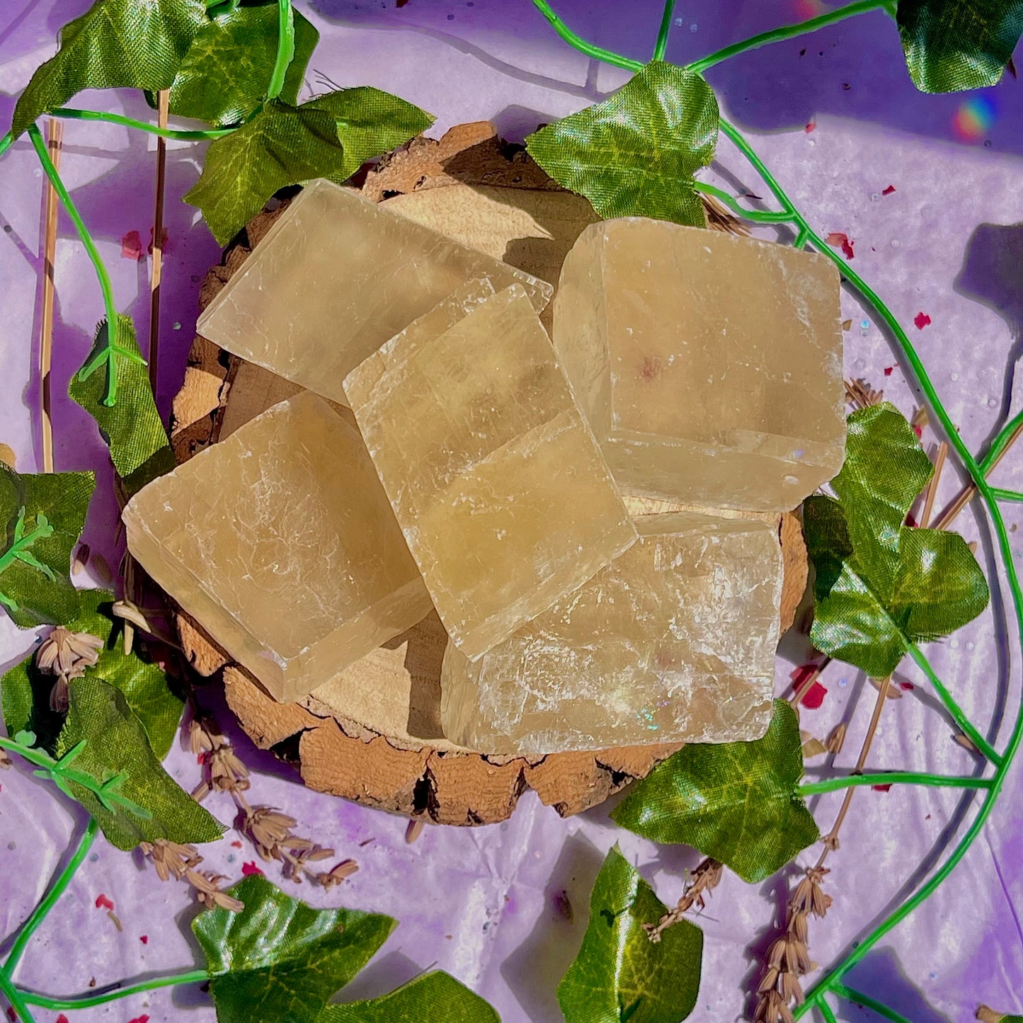 optical golden calcite natural rhombohedrons ~ small