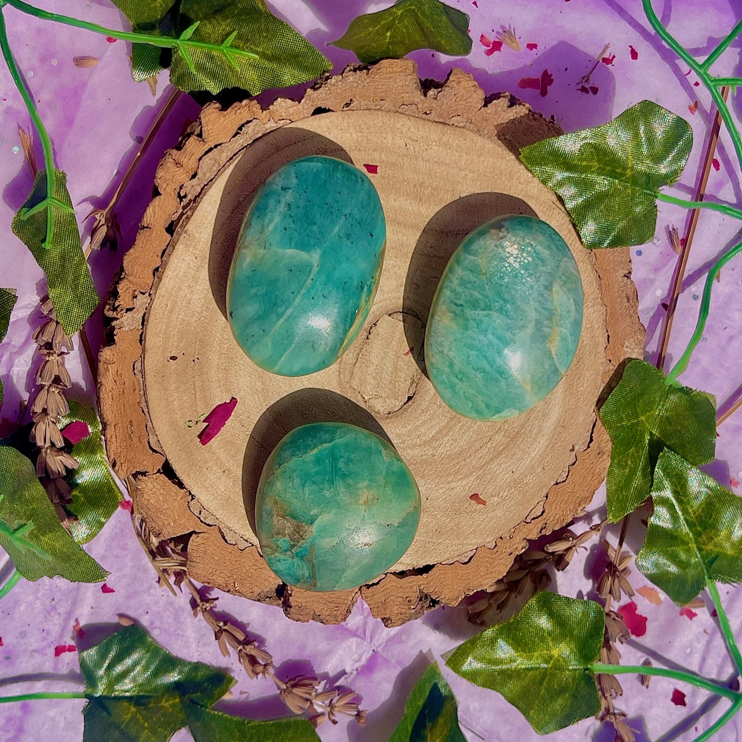 amazonite palm stones ~ intuitively chosen