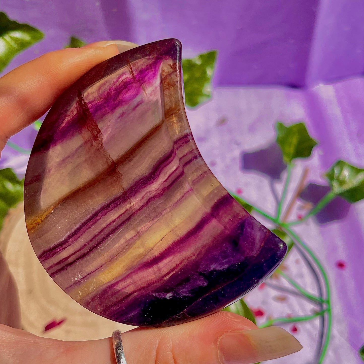 rainbow fluorite moon bowl A