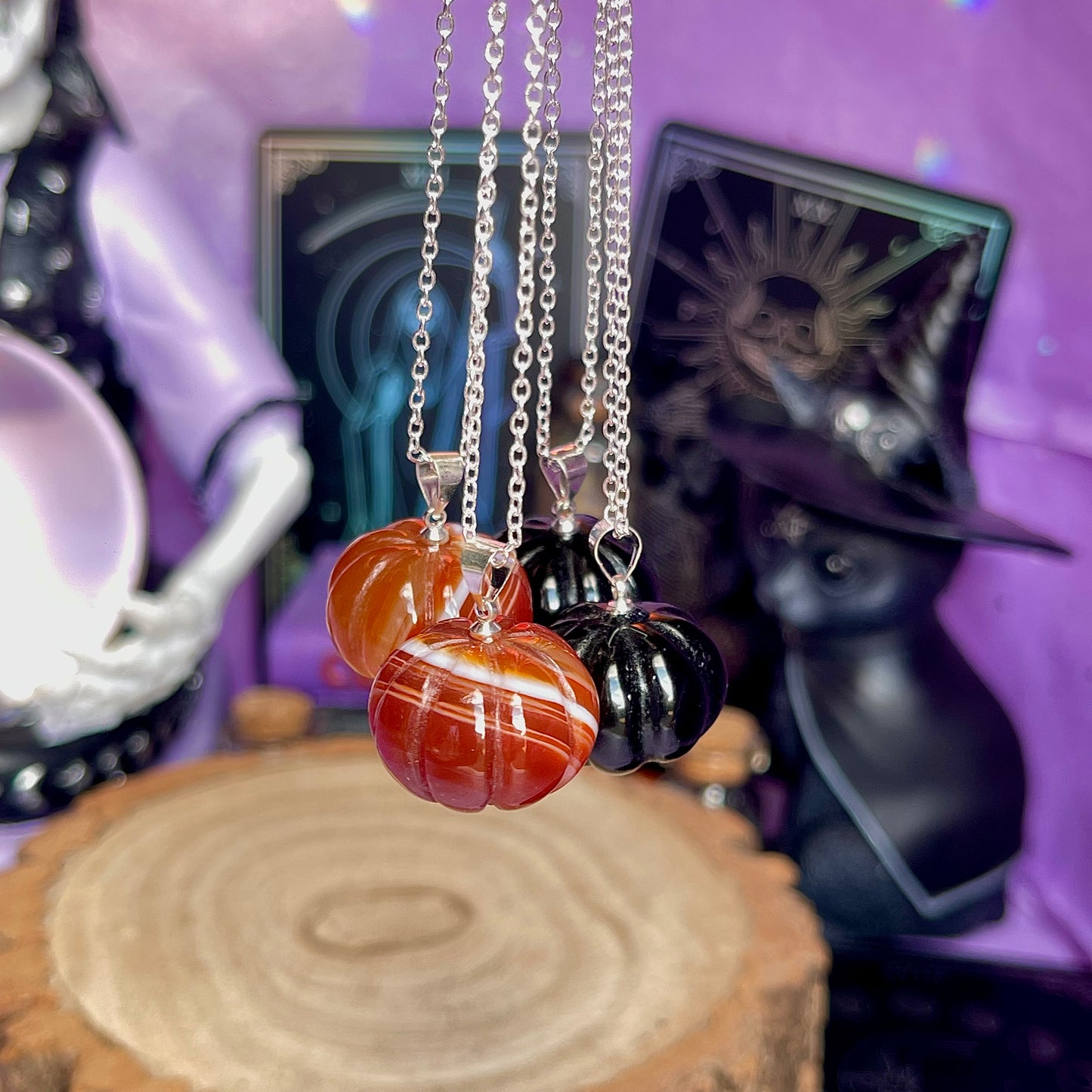 pumpkin necklace on 925 sterling silver plated chain (18 inch)