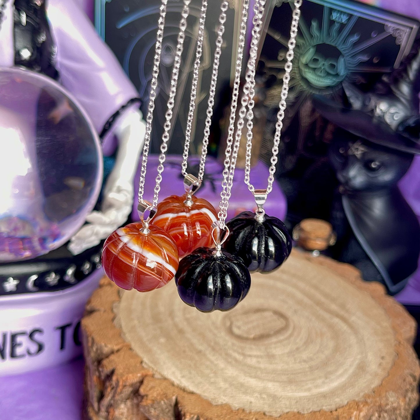 pumpkin necklace on 925 sterling silver plated chain (18 inch)