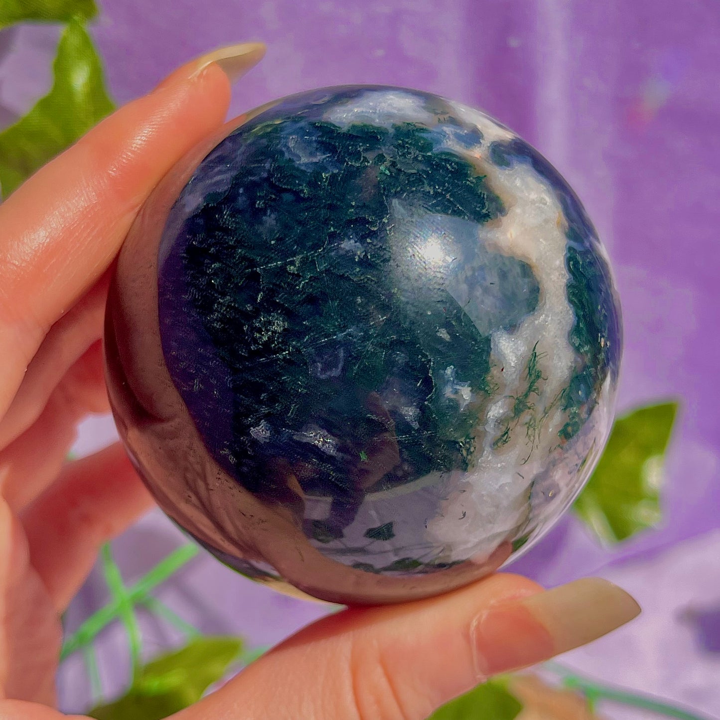 moss agate sphere