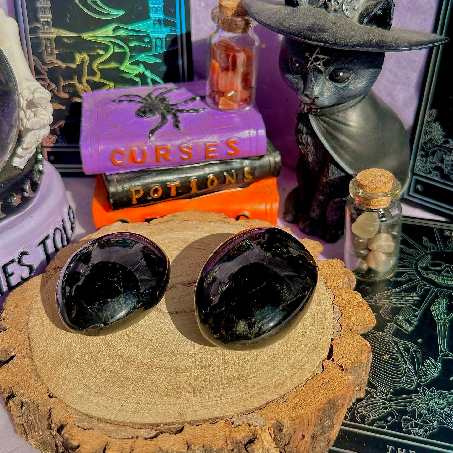 black tourmaline palm stones ~ intuitively chosen