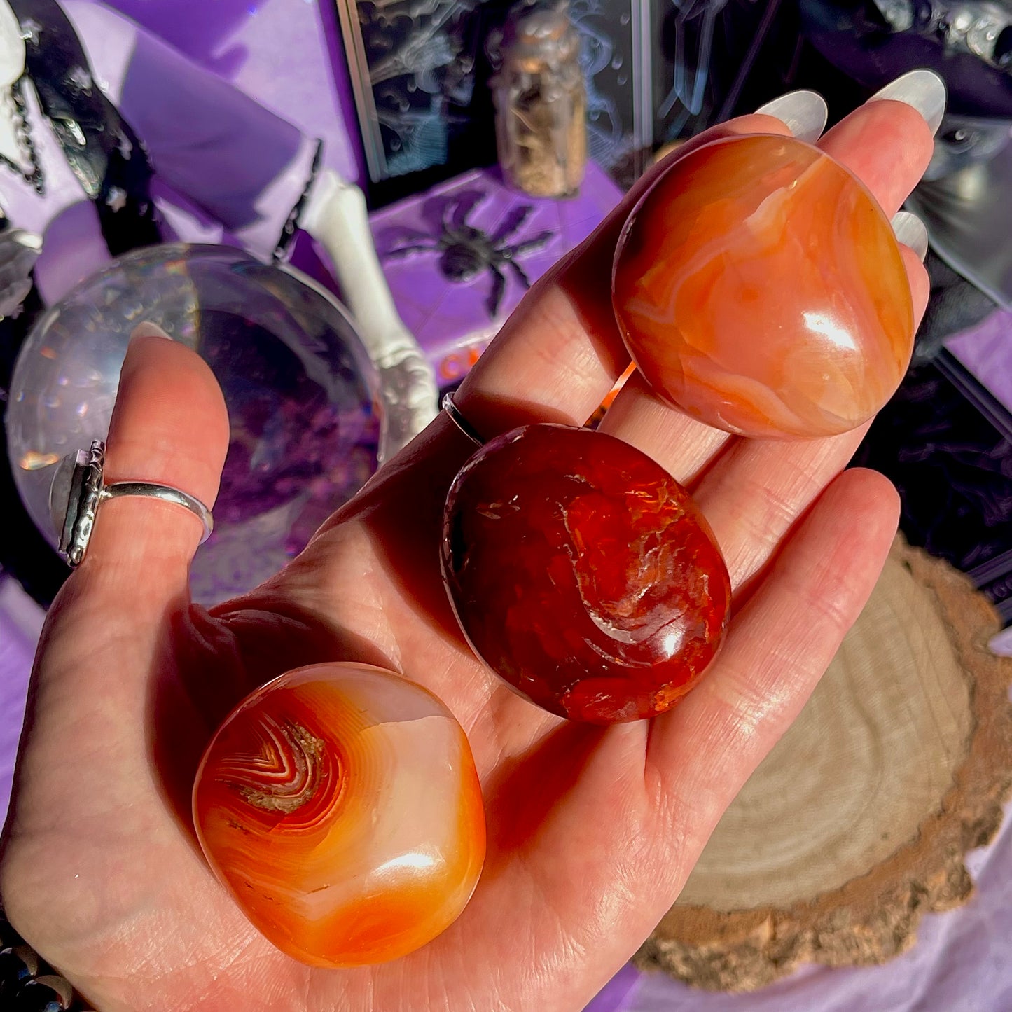 carnelian small palm stones ~ intuitively chosen