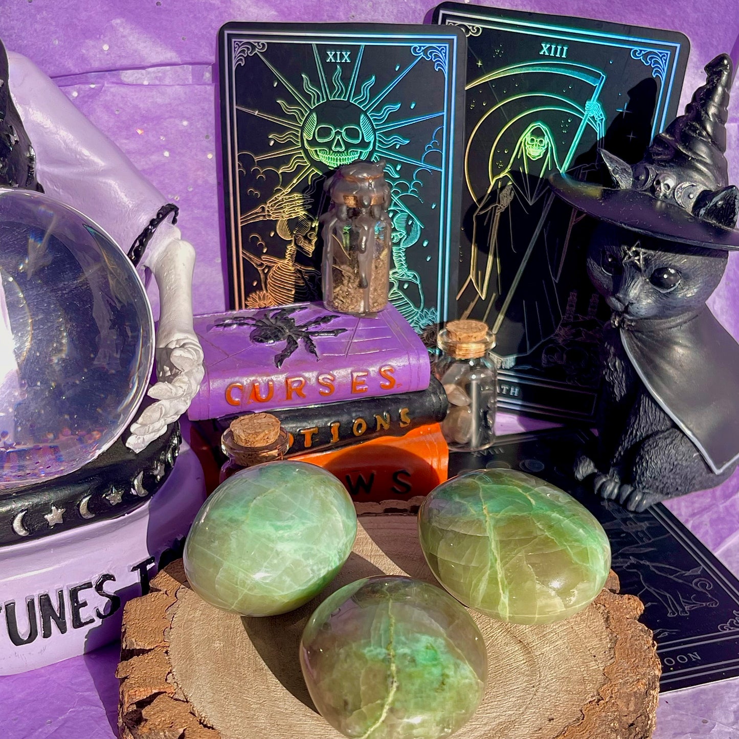 garnierite green moonstone palm stones ~ intuitively chosen