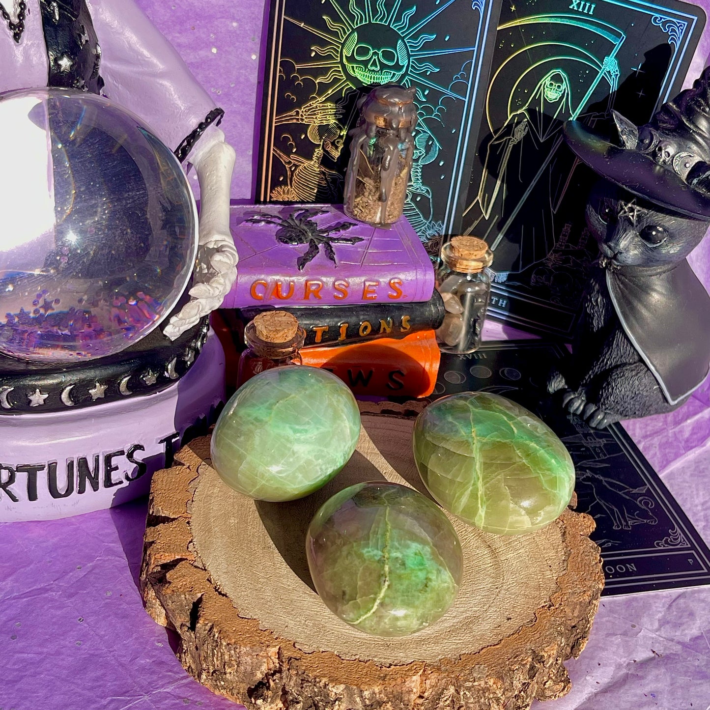 garnierite green moonstone palm stones ~ intuitively chosen