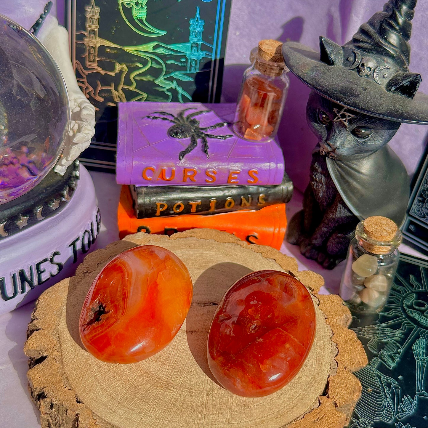 carnelian palm stones ~ intuitively chosen