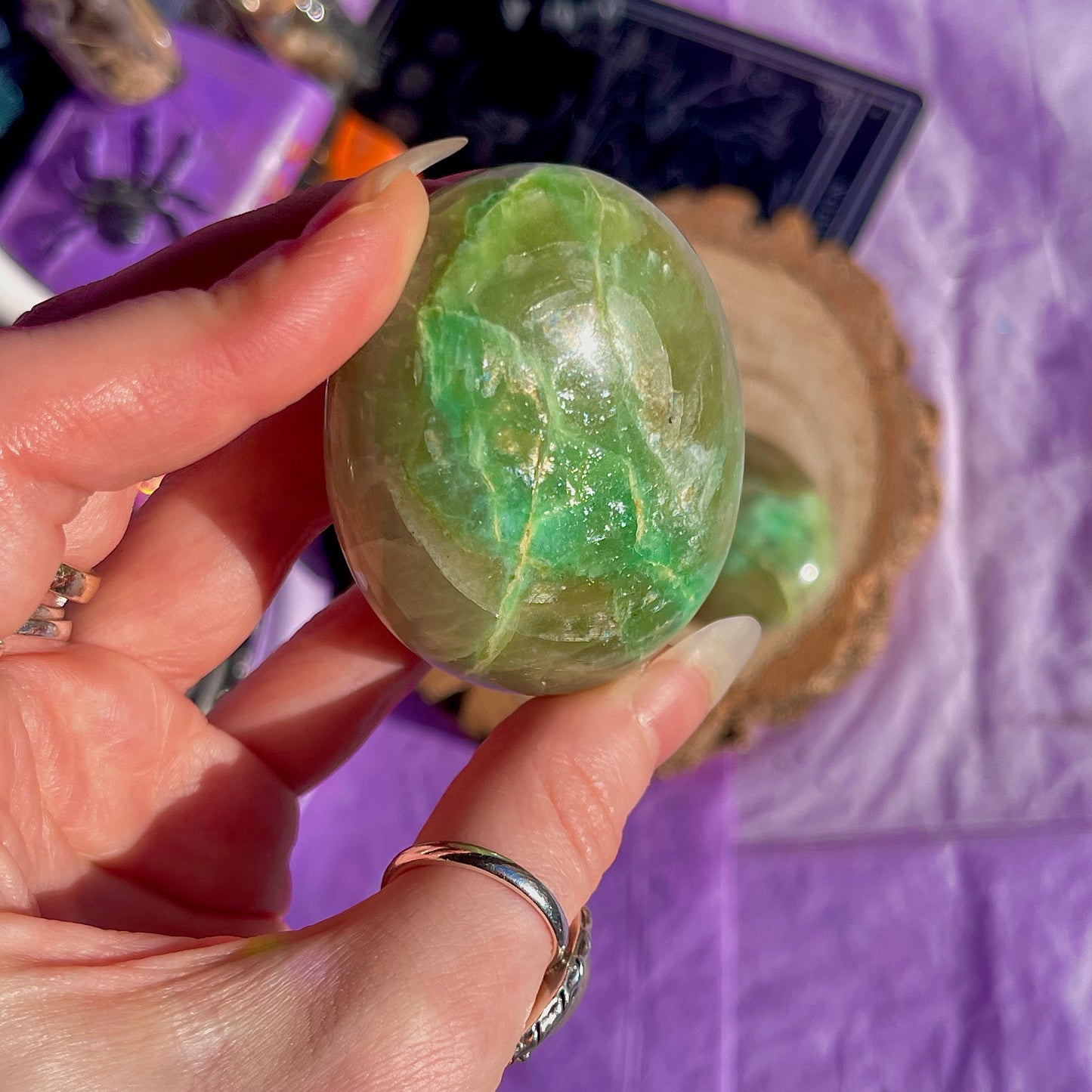 garnierite green moonstone palm stones ~ intuitively chosen