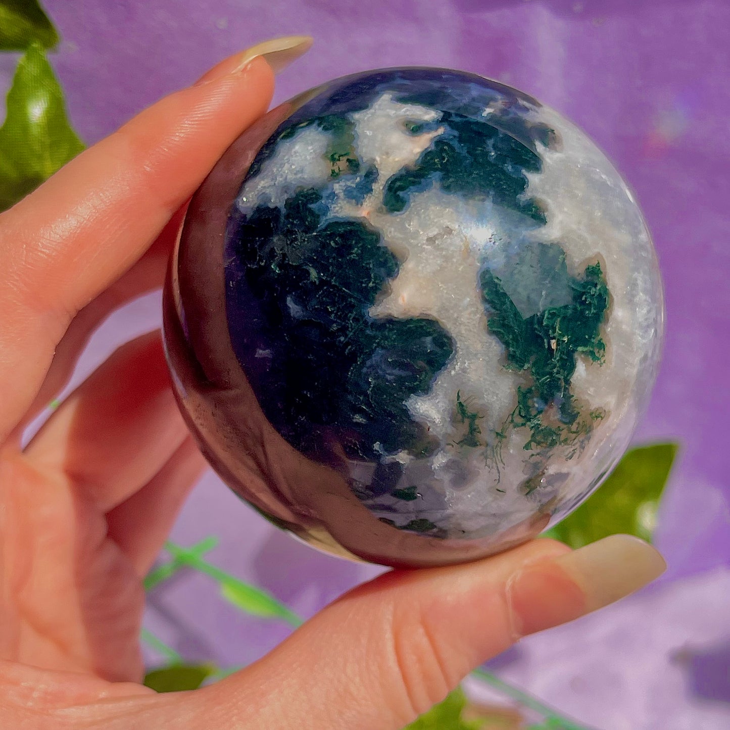moss agate sphere