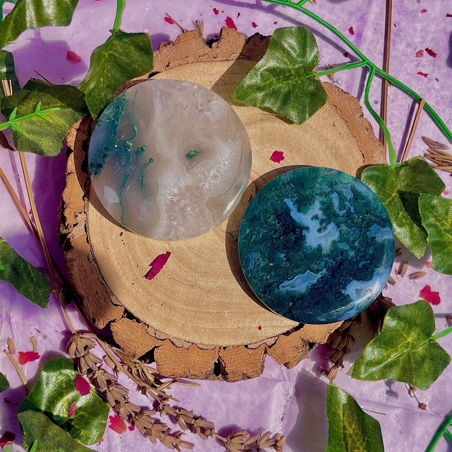 moss agate disc C & D