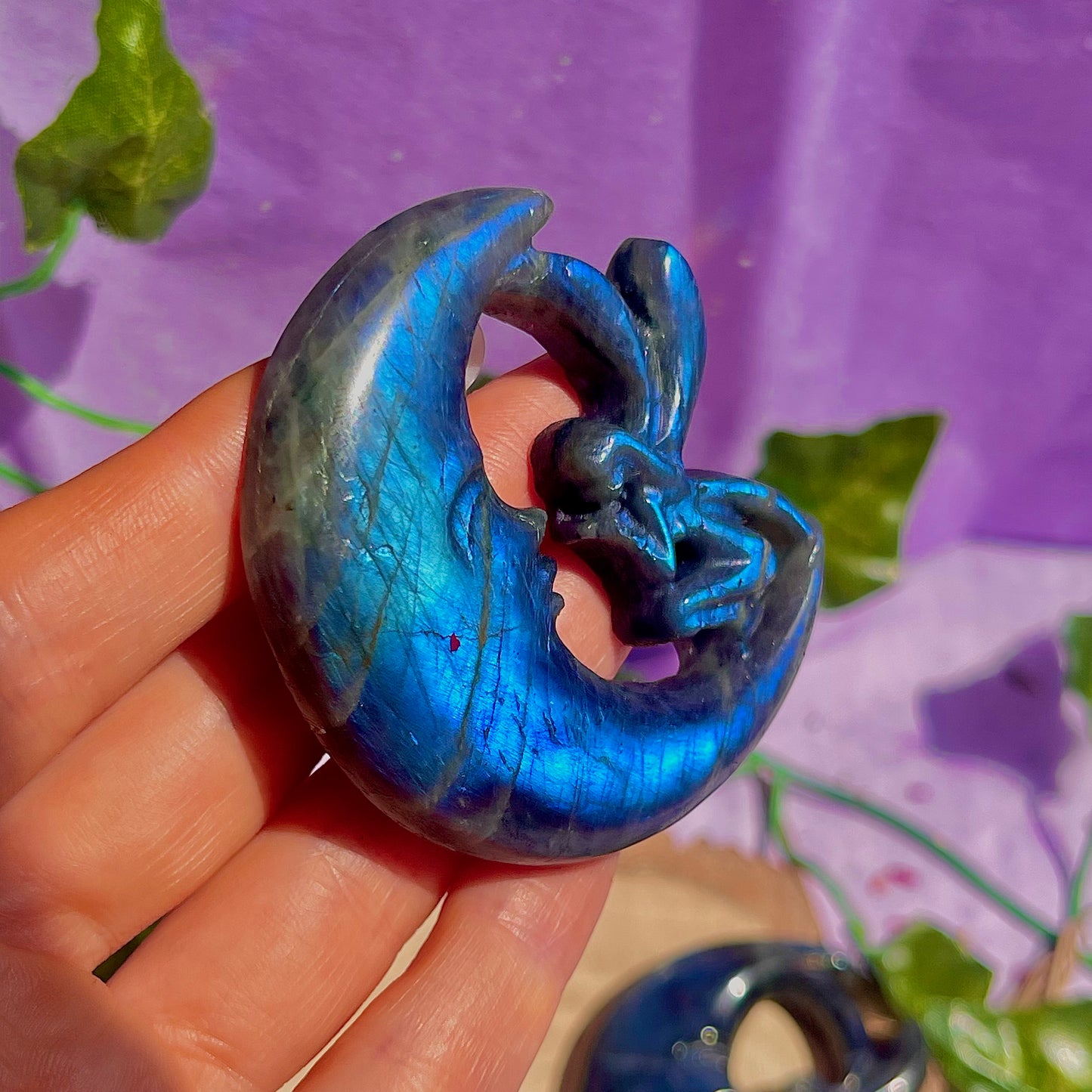 labradorite moon & fairy carvings