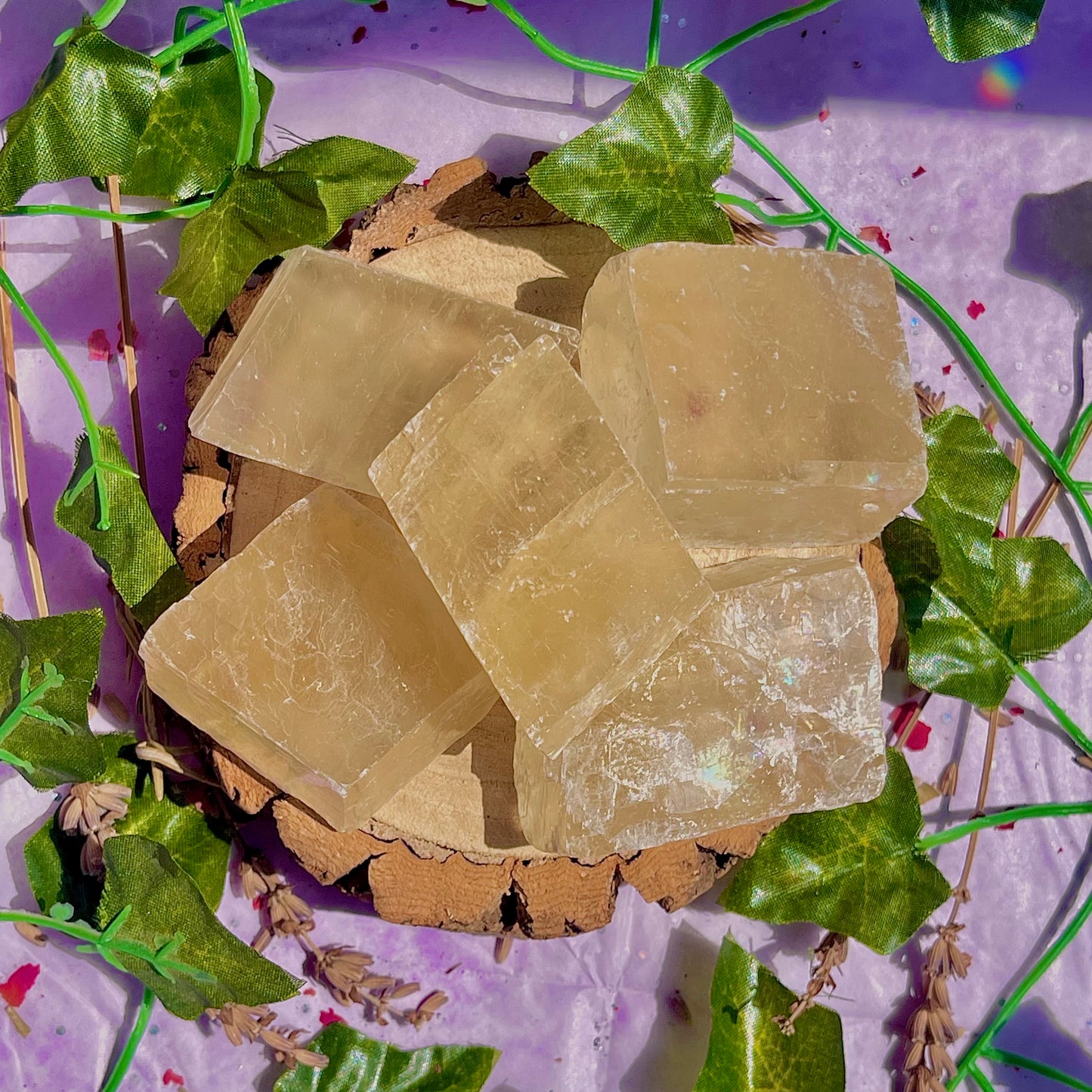 optical golden calcite natural rhombohedrons ~ small