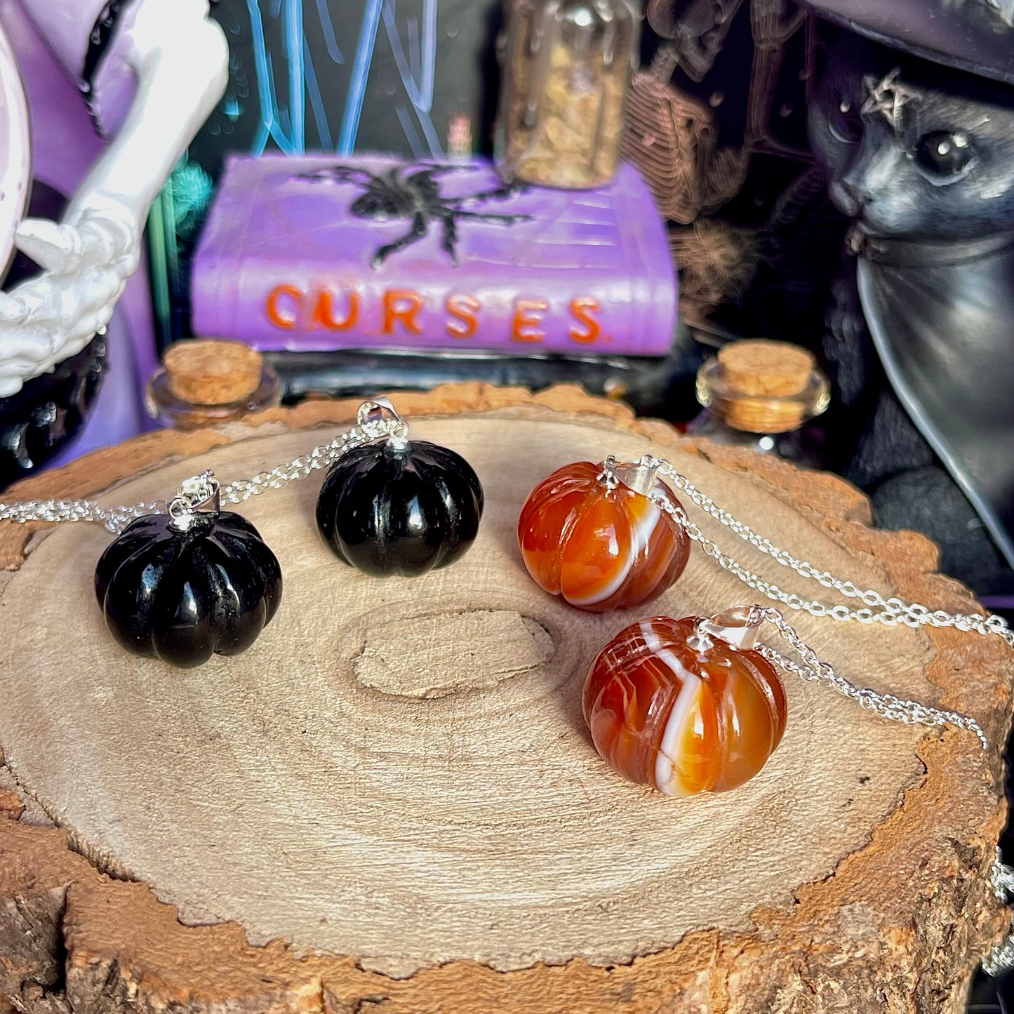 pumpkin necklace on 925 sterling silver plated chain (18 inch)