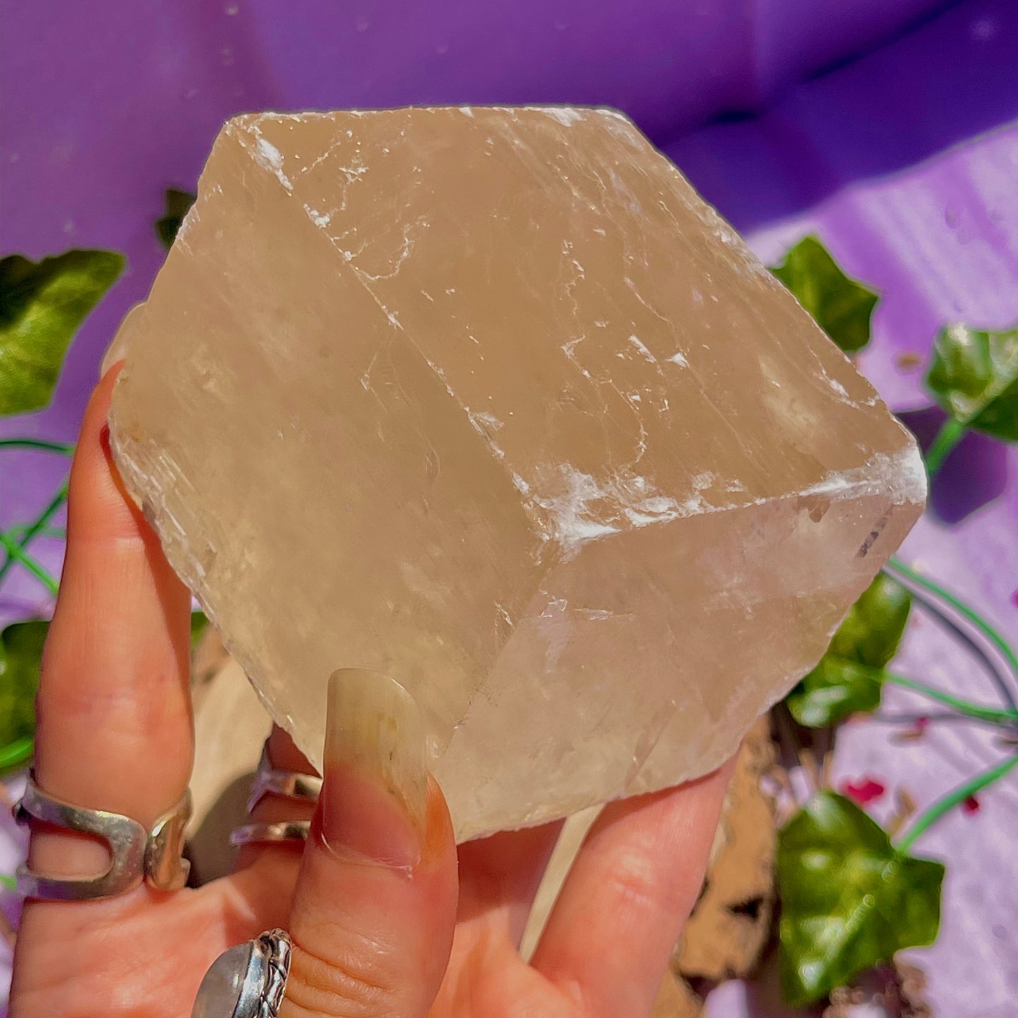 optical golden calcite natural rhododendron ~ xlarge