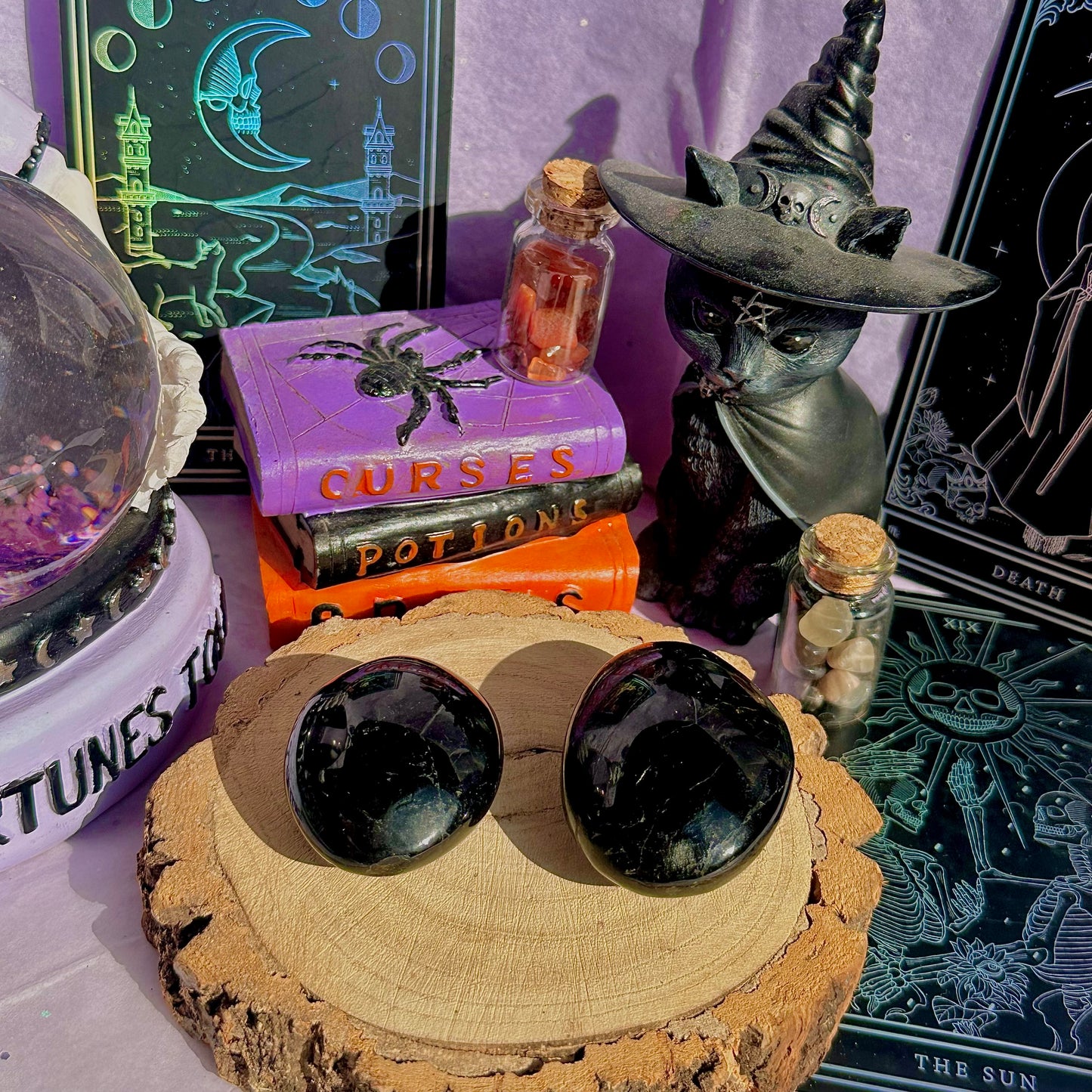 black tourmaline palm stones ~ intuitively chosen