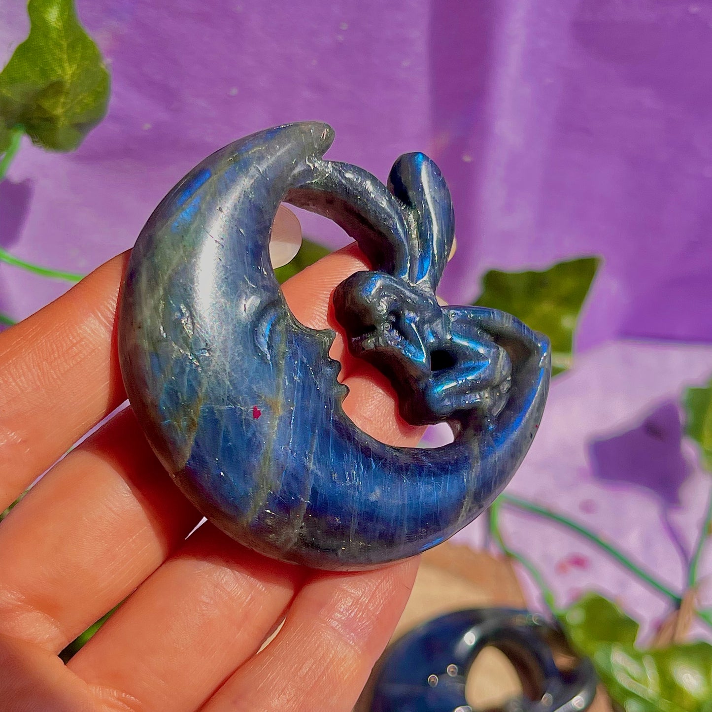 labradorite moon & fairy carvings