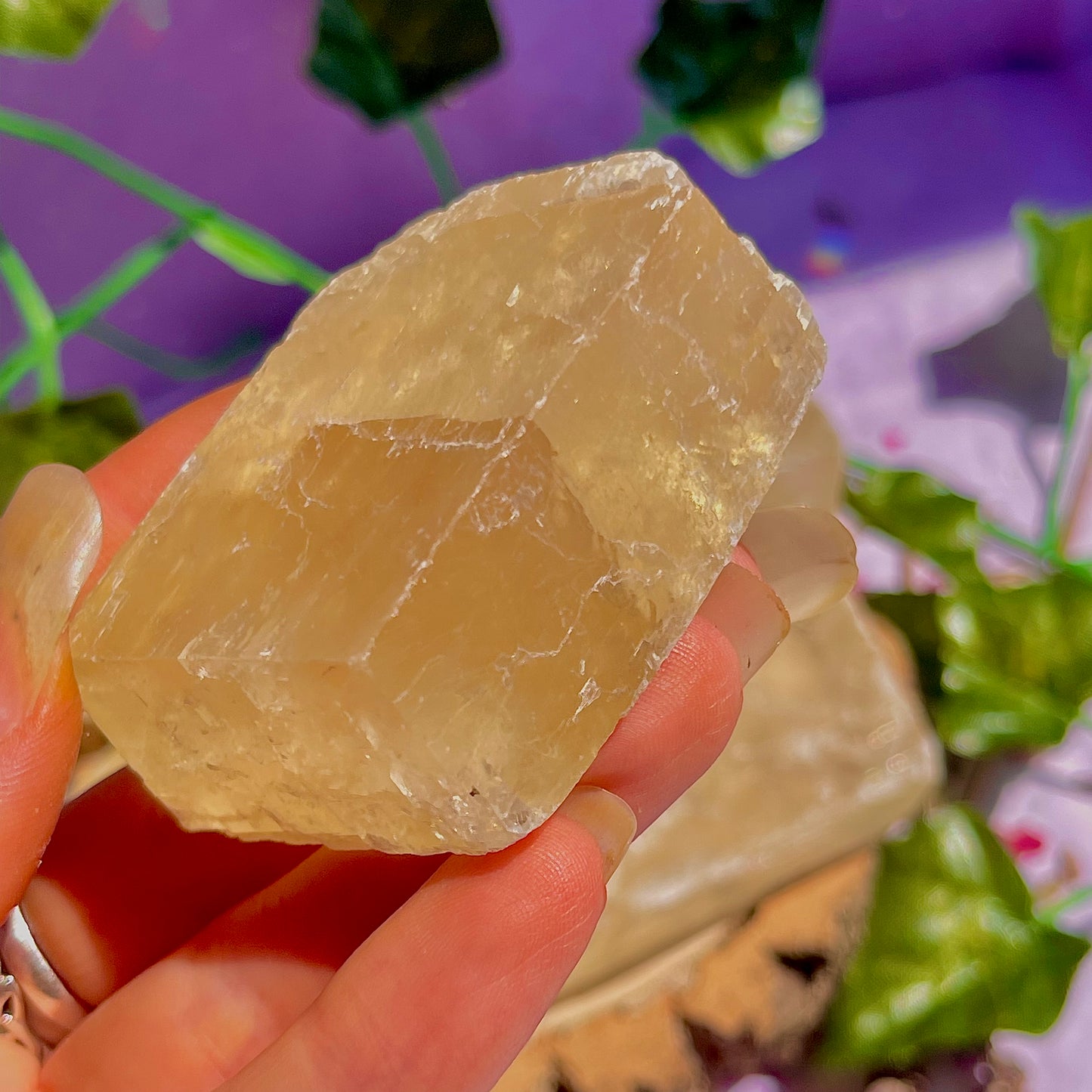 optical golden calcite natural rhombohedrons ~ small