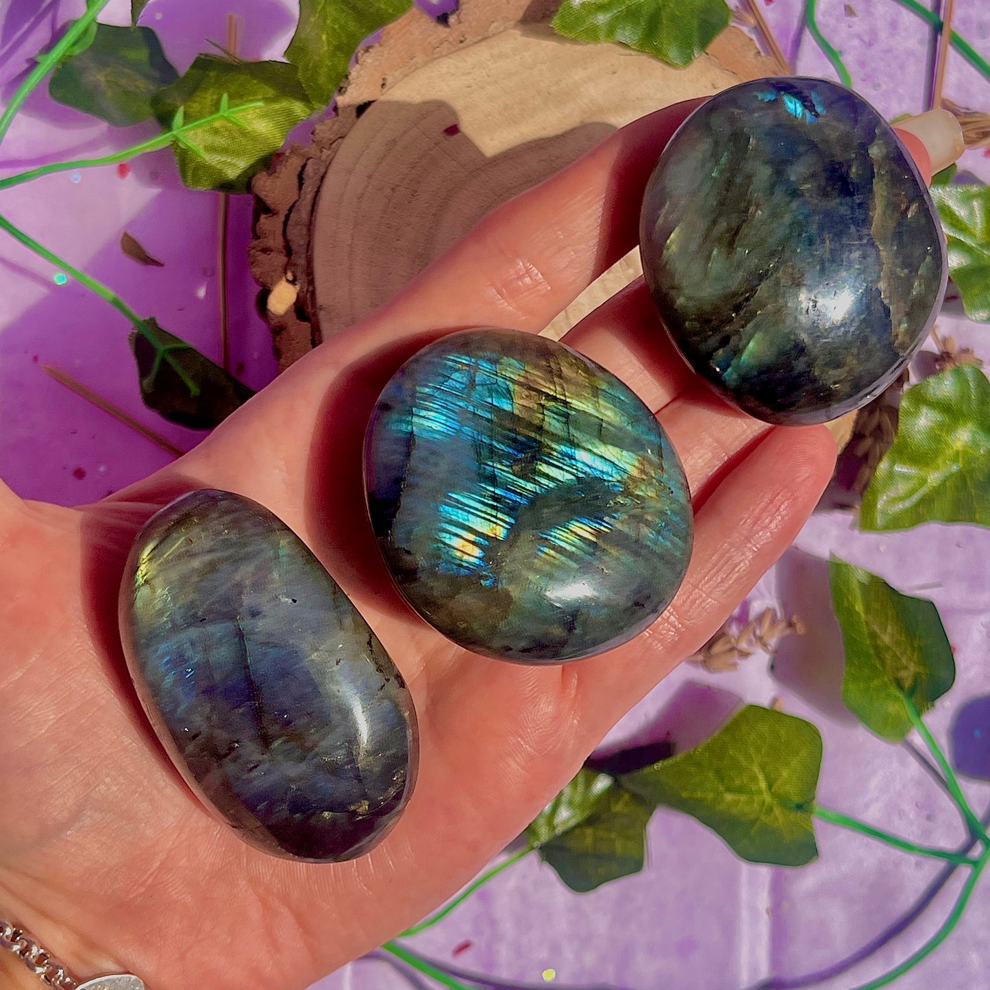 labradorite palm stone ~ intuitively chosen