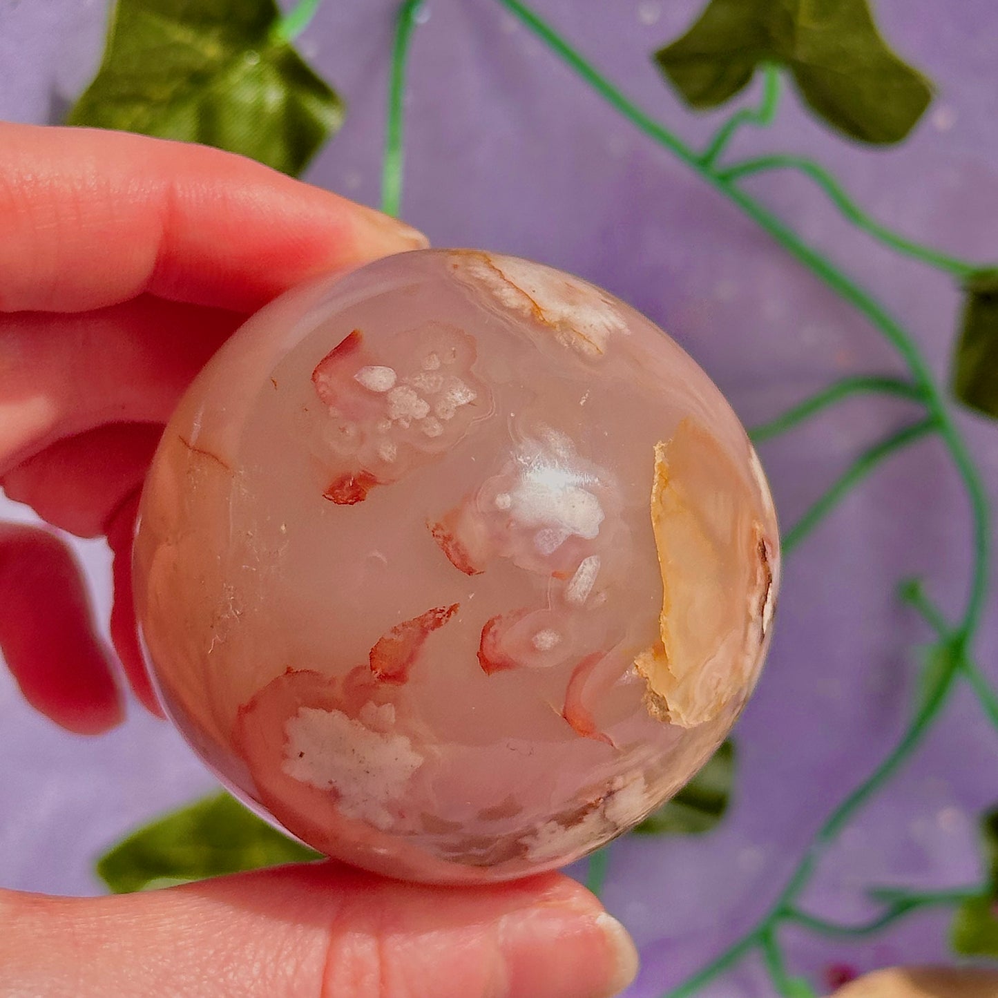 flower agate sphere