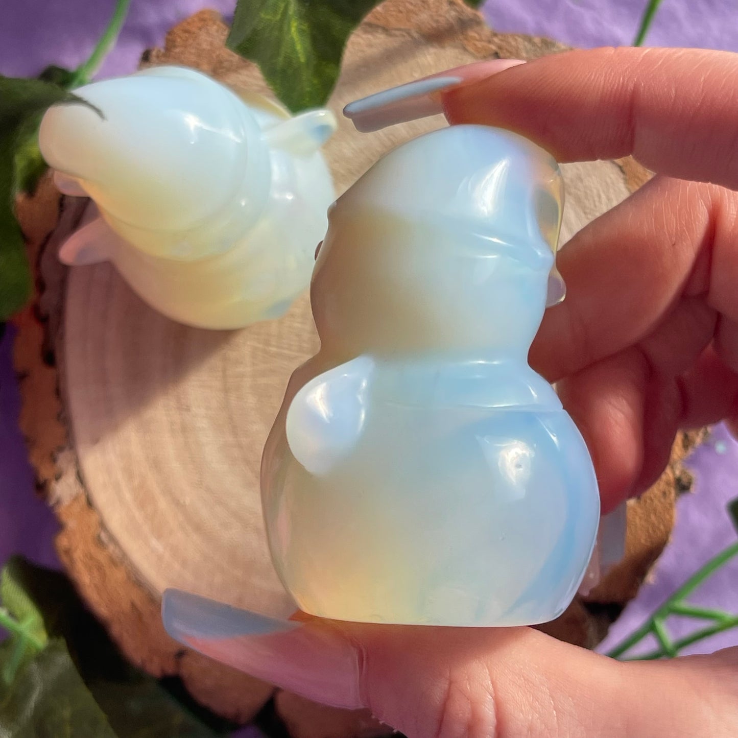 opalite snowman carving