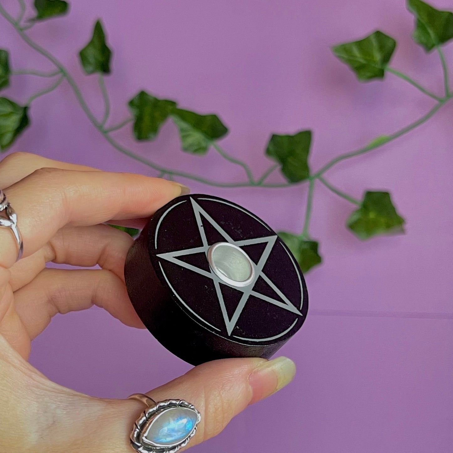 pentagram spell candle holder