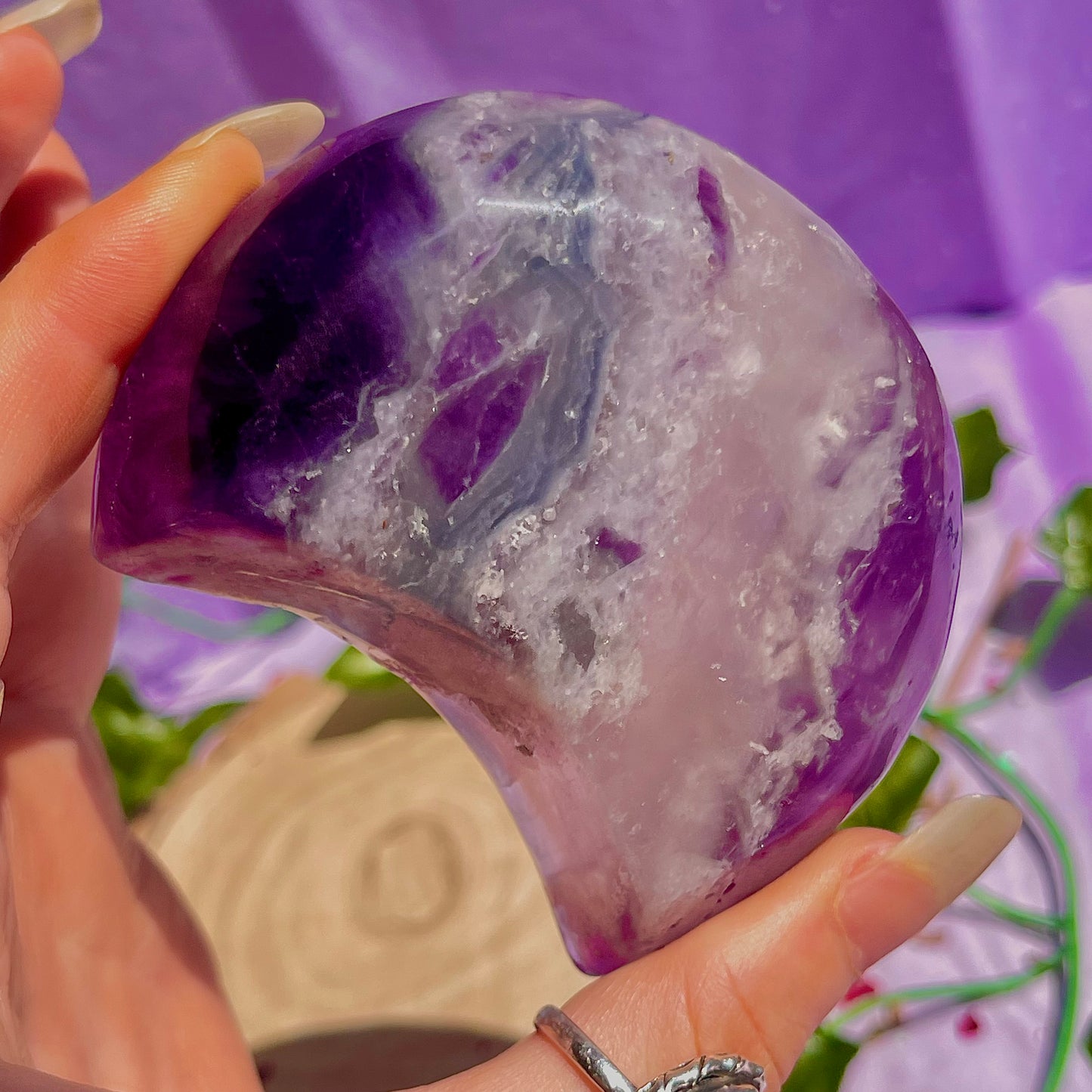 rainbow fluorite moon bowl B