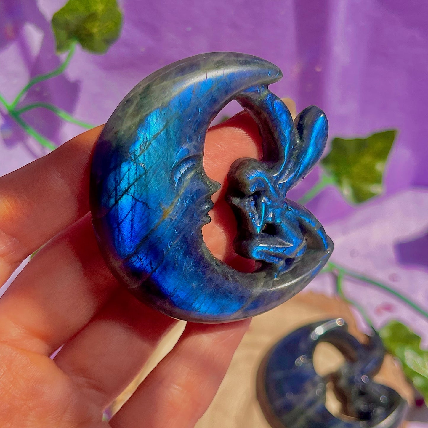 labradorite moon & fairy carvings