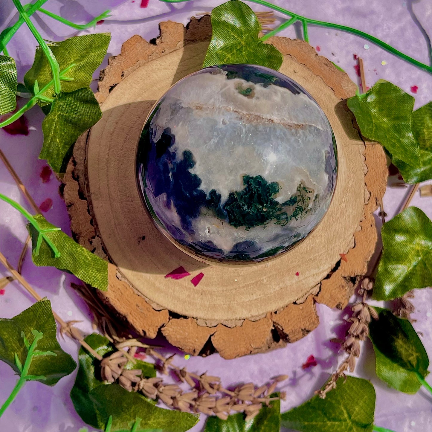 moss agate sphere
