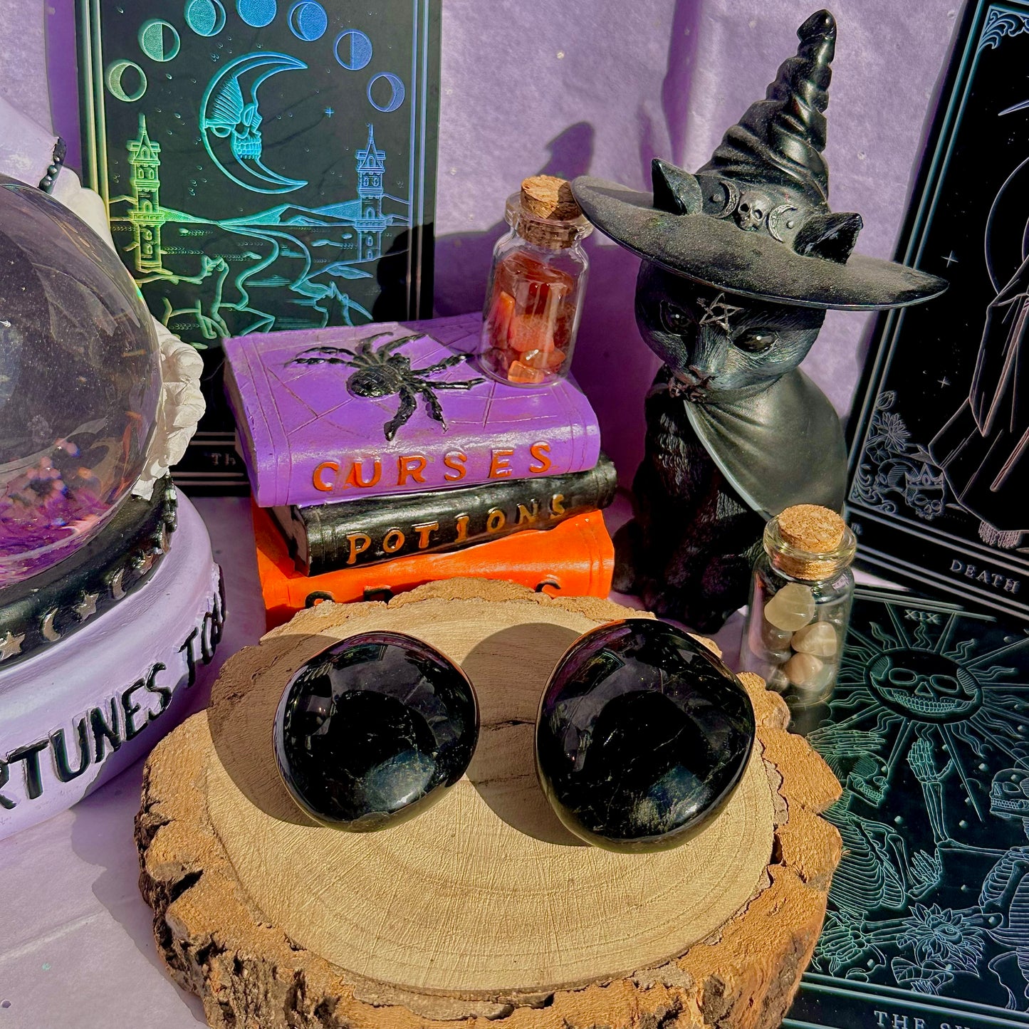 black tourmaline palm stones ~ intuitively chosen