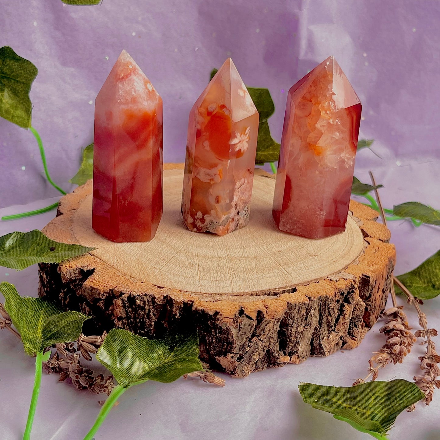 carnelian & flower agate towers ~ choose your own