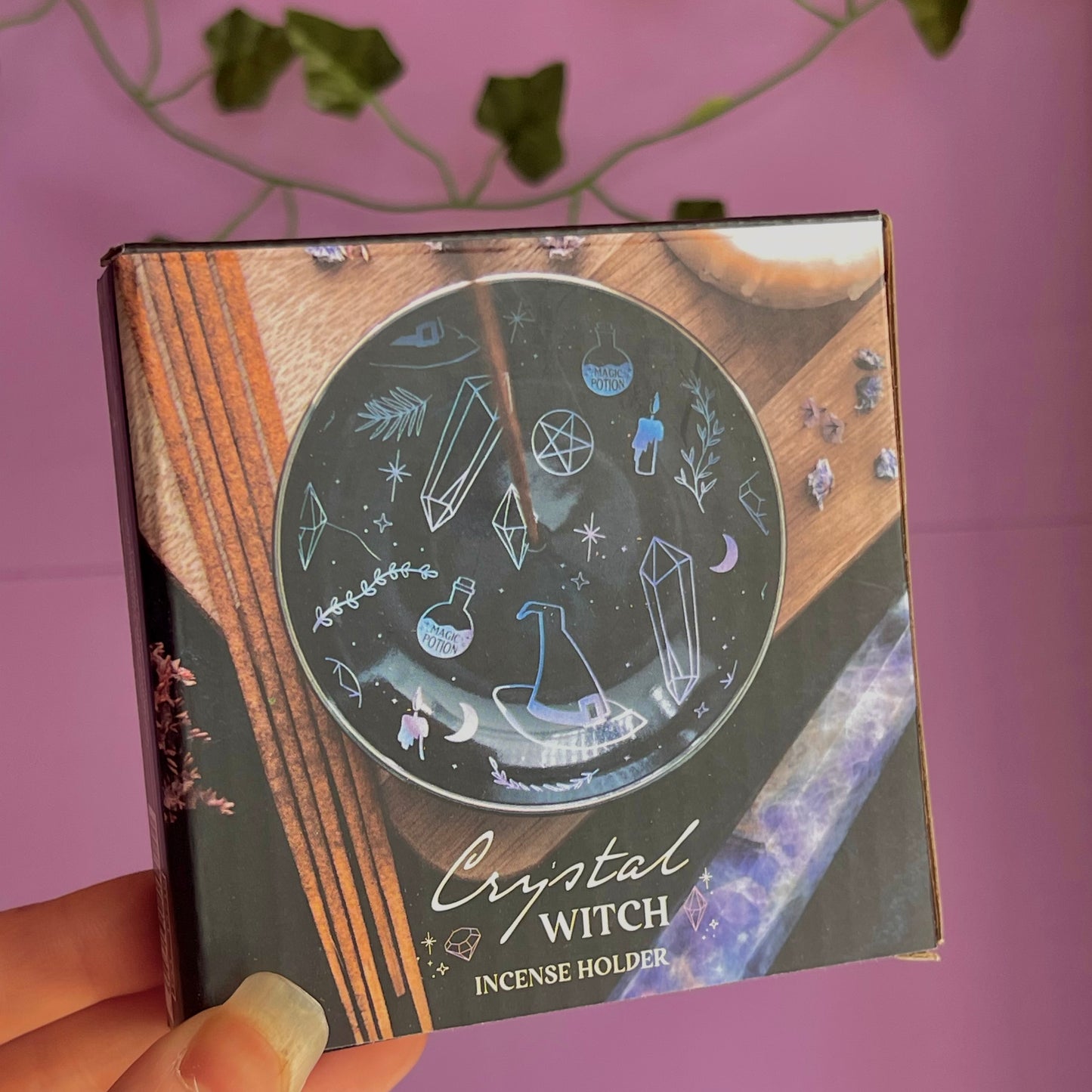 crystal witch incense holder