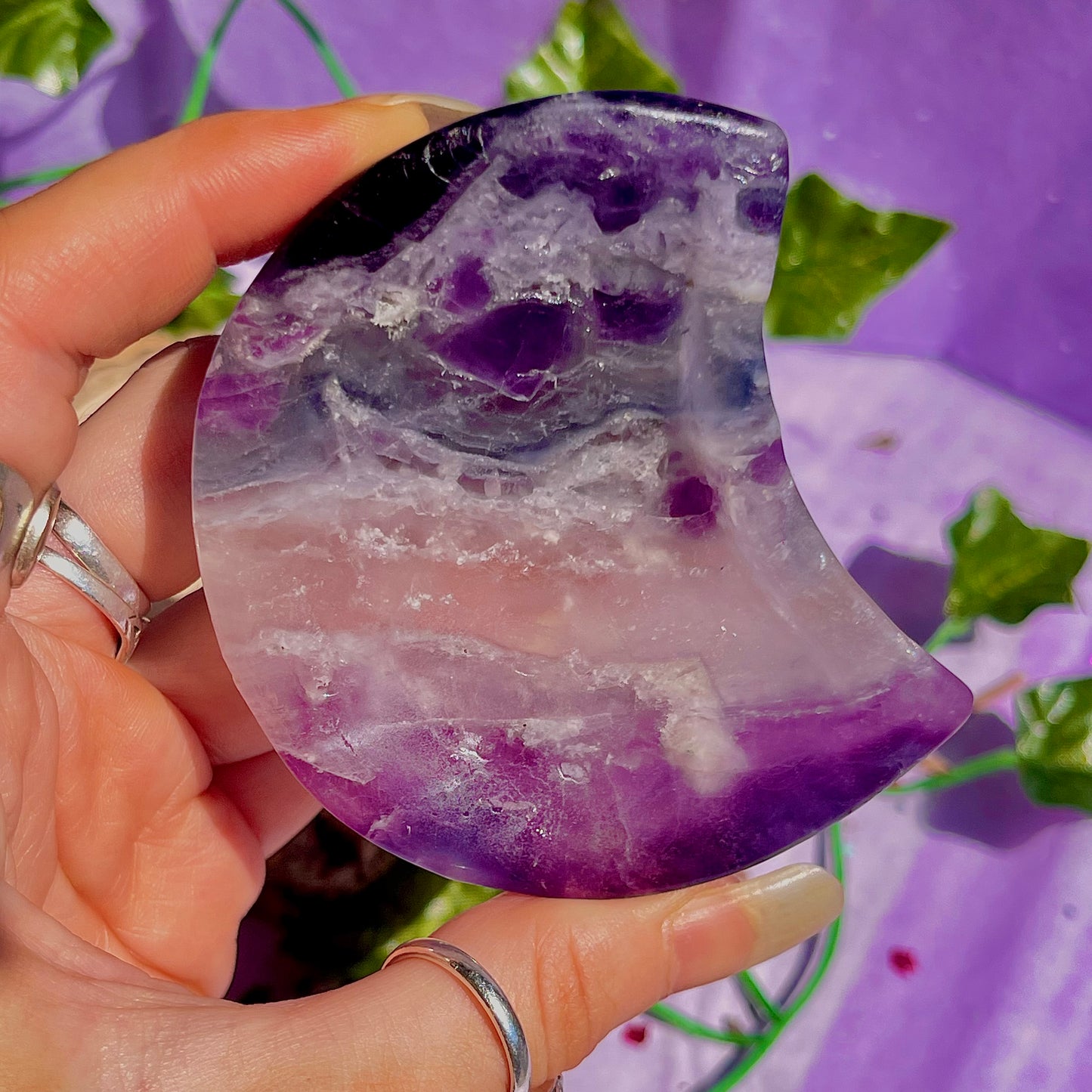 rainbow fluorite moon bowl B