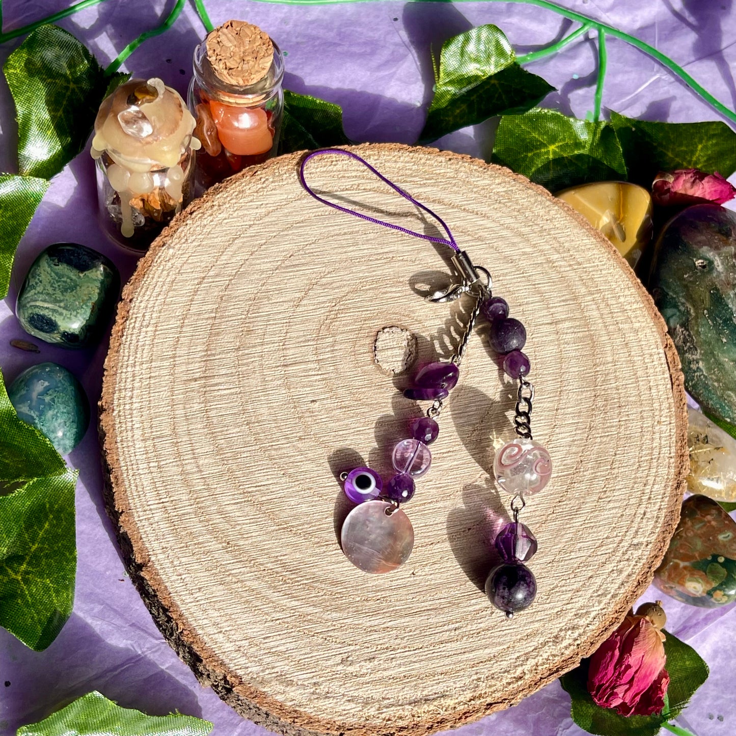 purple phone charm