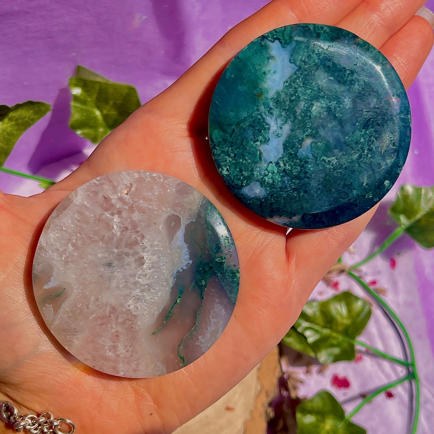 moss agate disc C & D