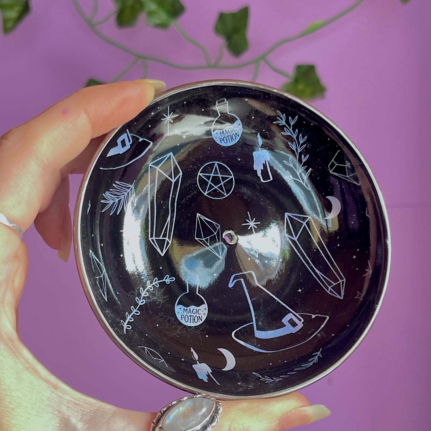 crystal witch incense holder