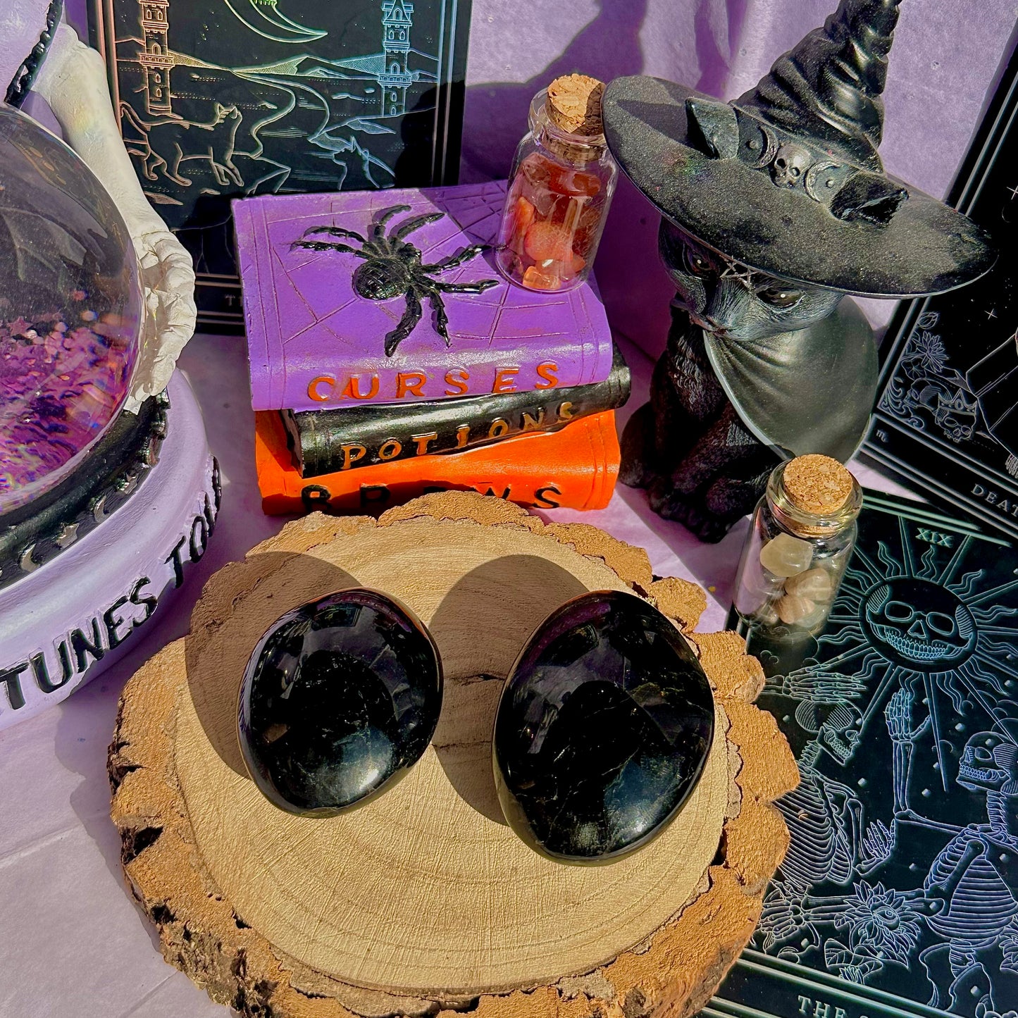 black tourmaline palm stones ~ intuitively chosen