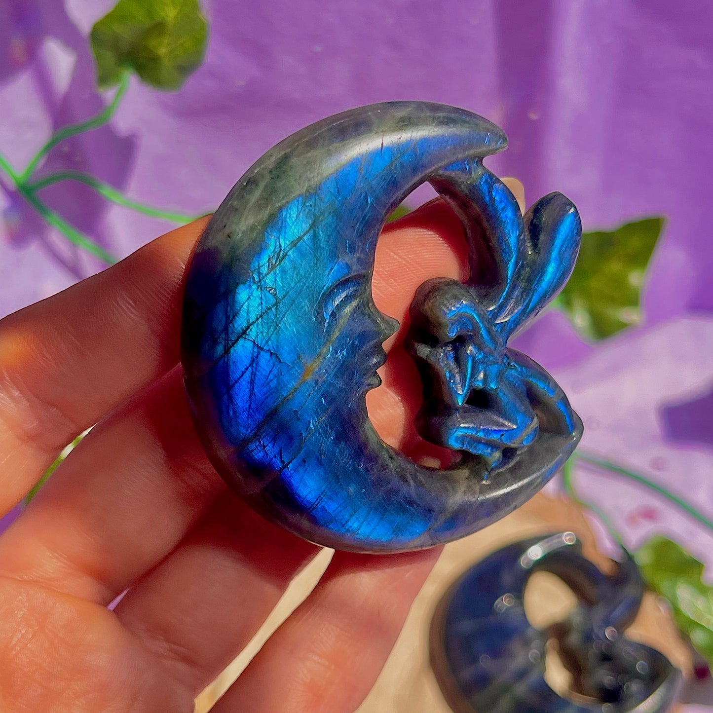 labradorite moon & fairy carvings