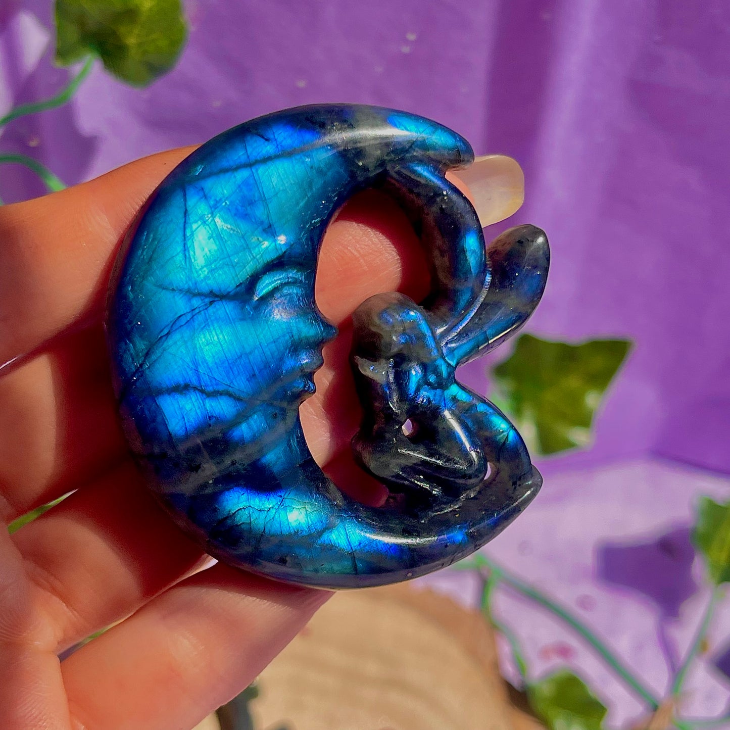 labradorite moon & fairy carvings