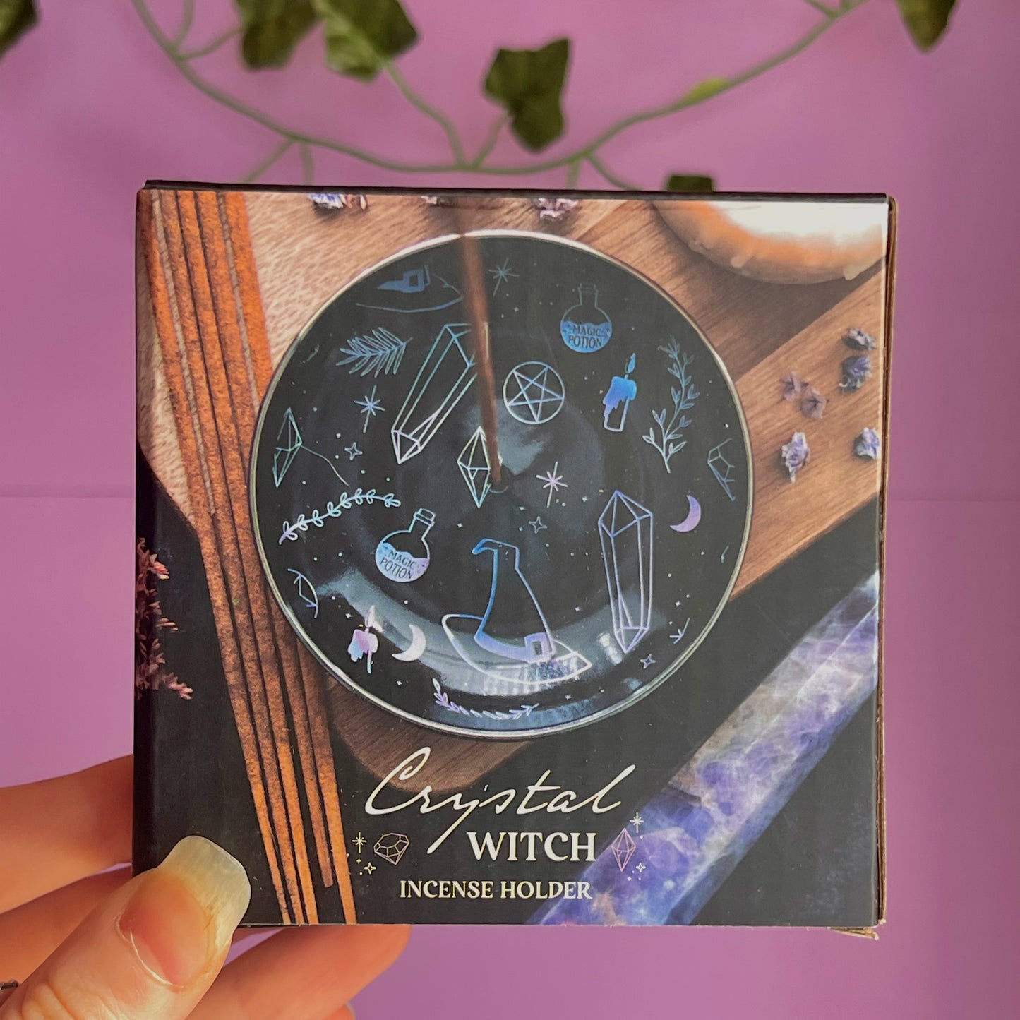 crystal witch incense holder