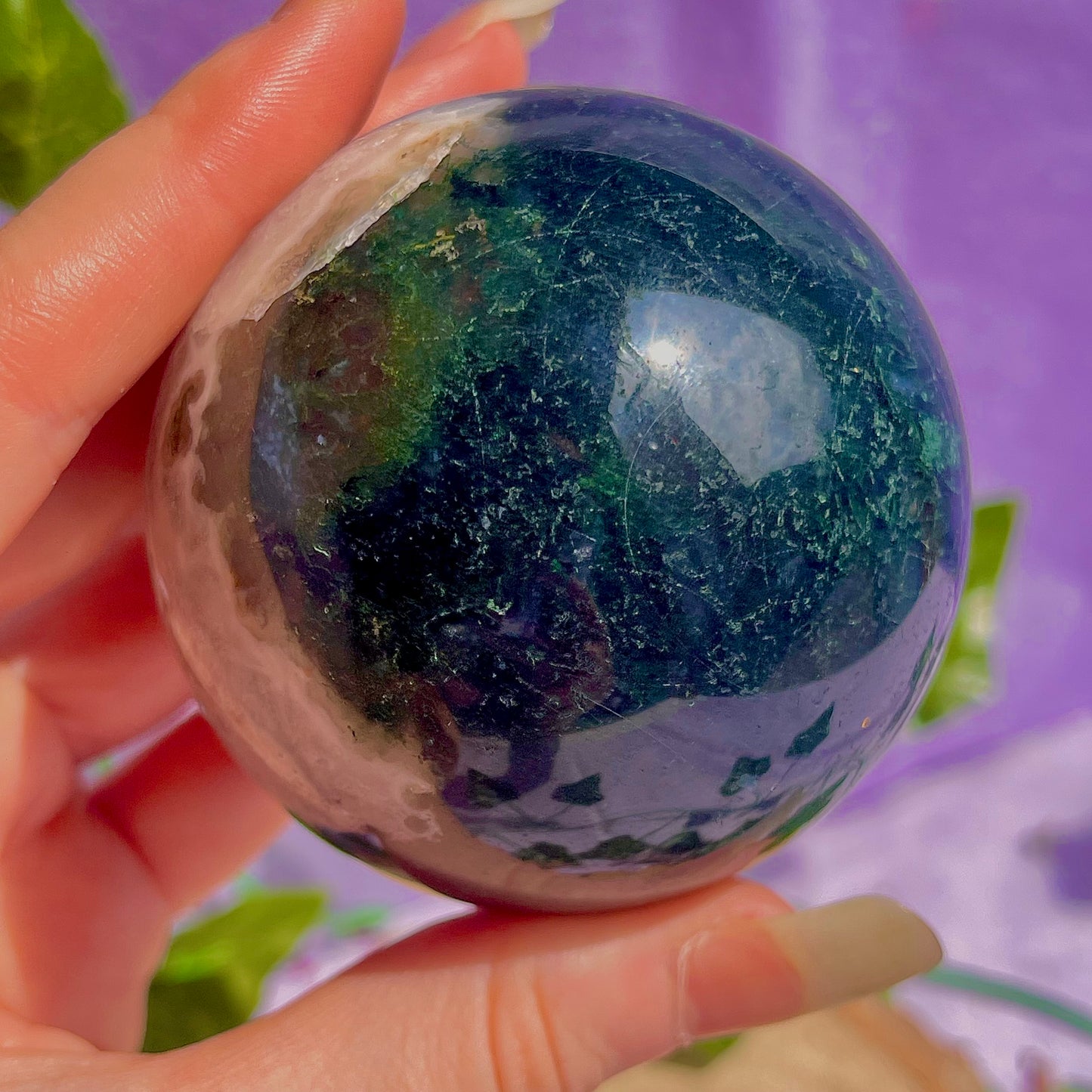moss agate sphere