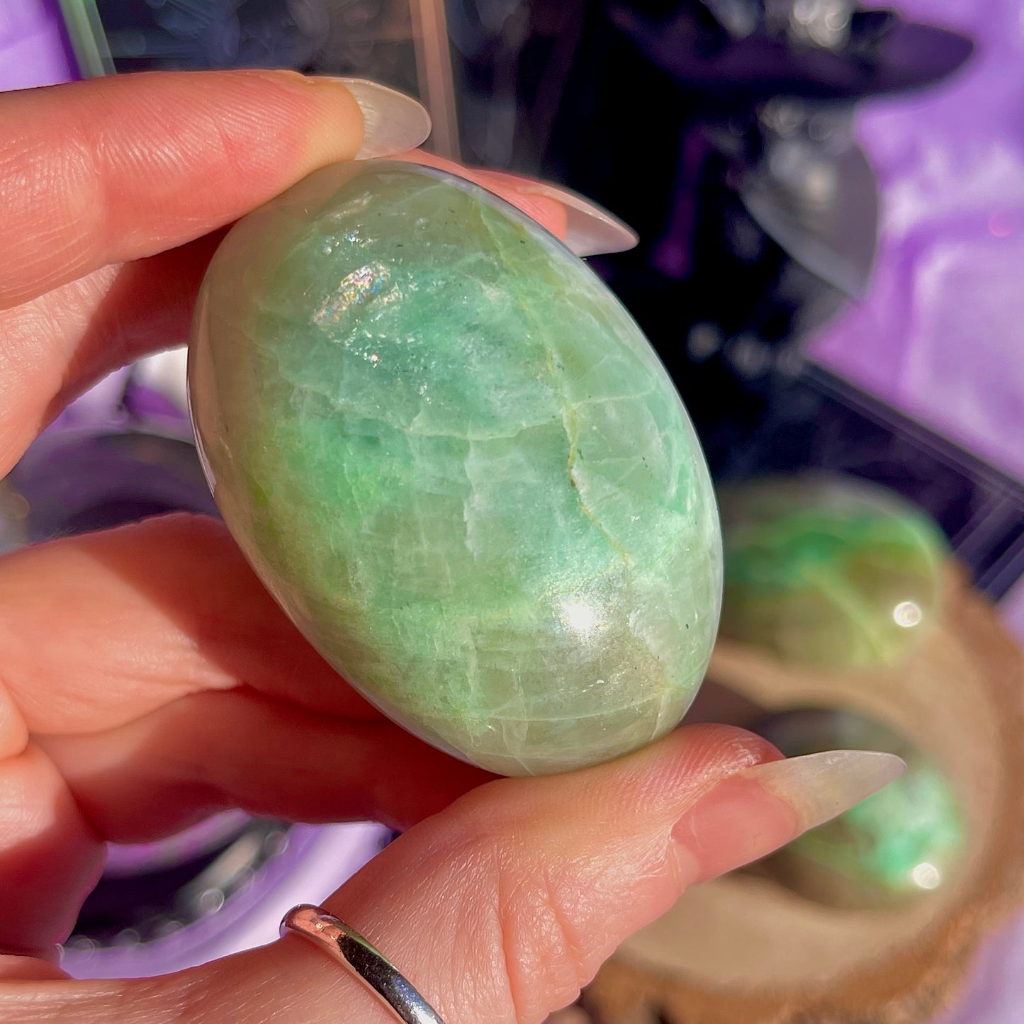 garnierite green moonstone palm stones ~ intuitively chosen